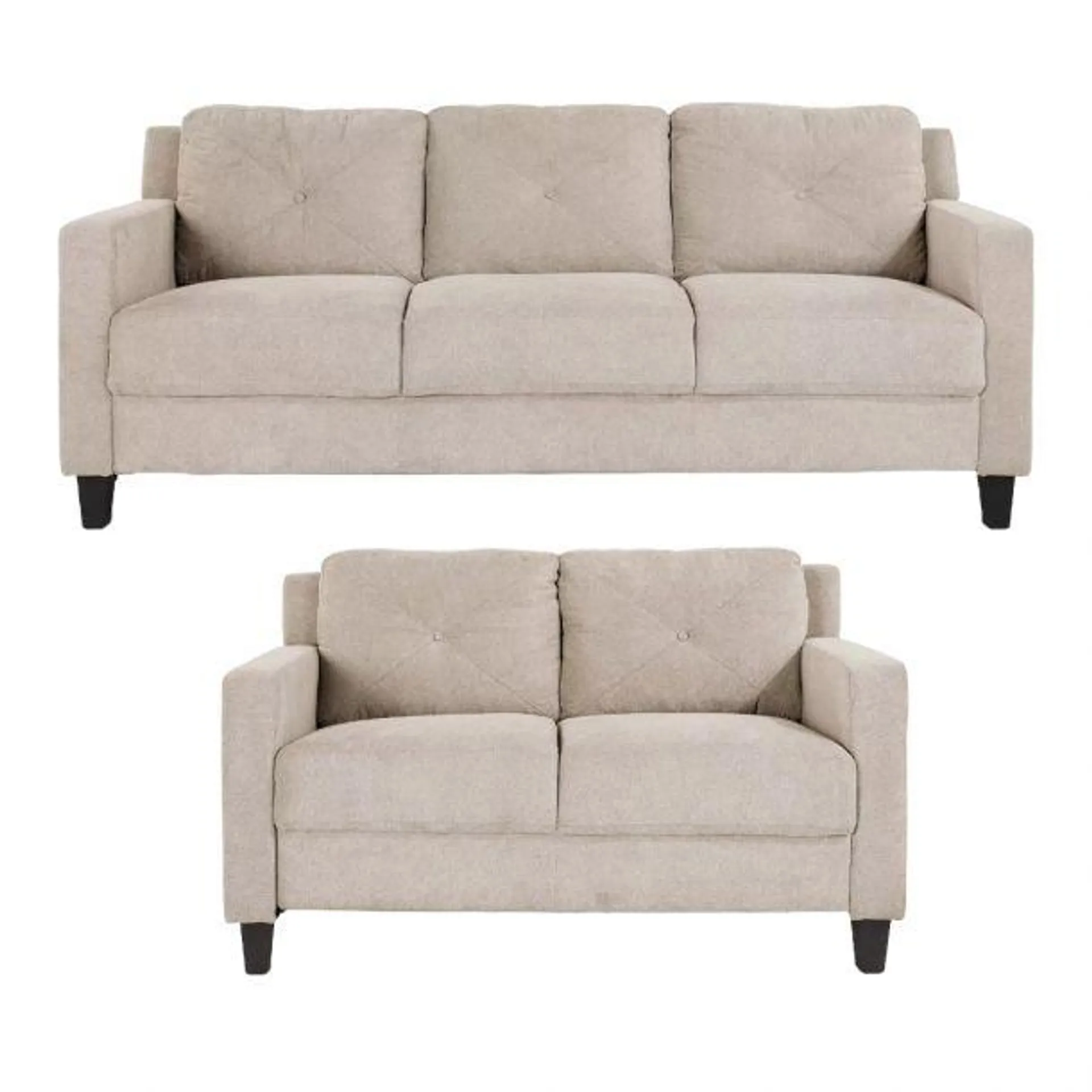 Navy Taupe Stationary Sofa/love Set