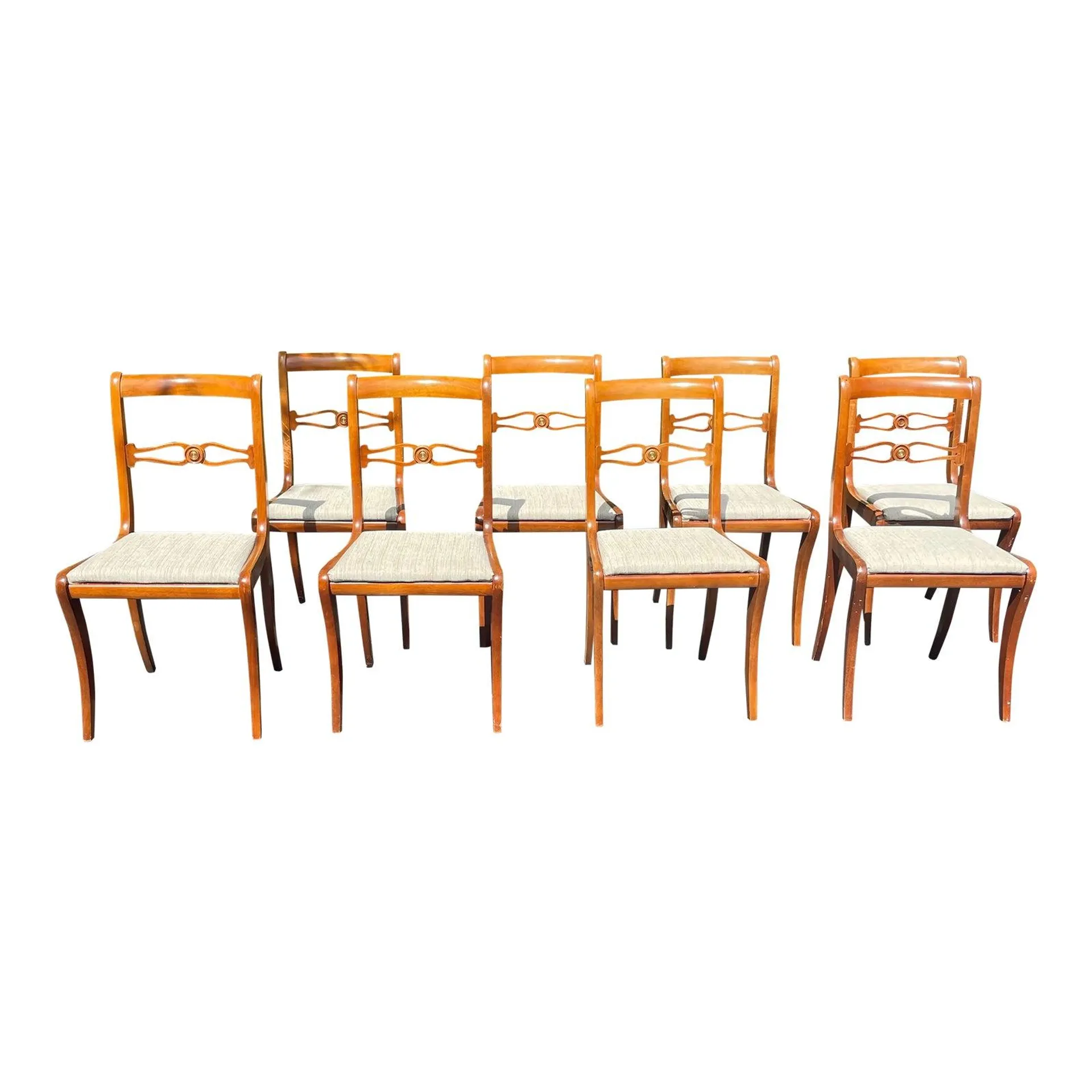 Belgian Louis Philippe Style Maple Dining Chairs- a Set of 8