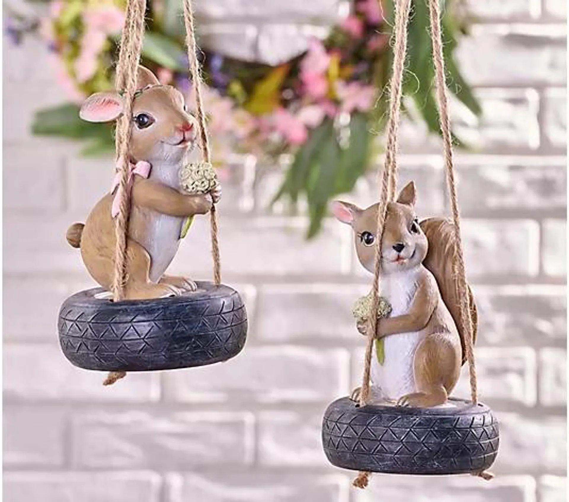 Mr. Sunshine Set of 2 Swinging Animals Garden Decor