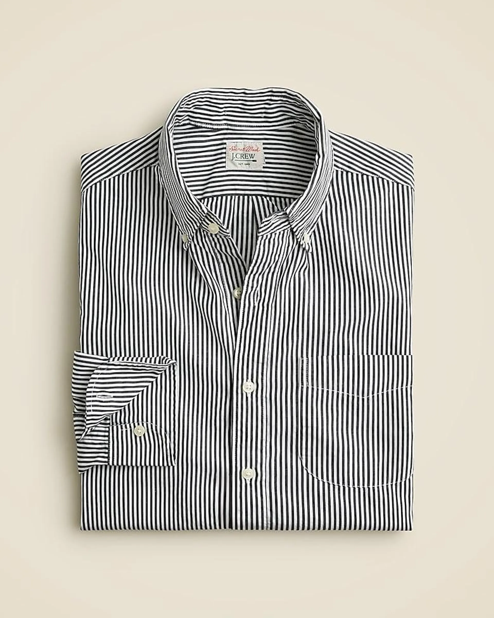 Slim Secret Wash cotton poplin shirt in stripe