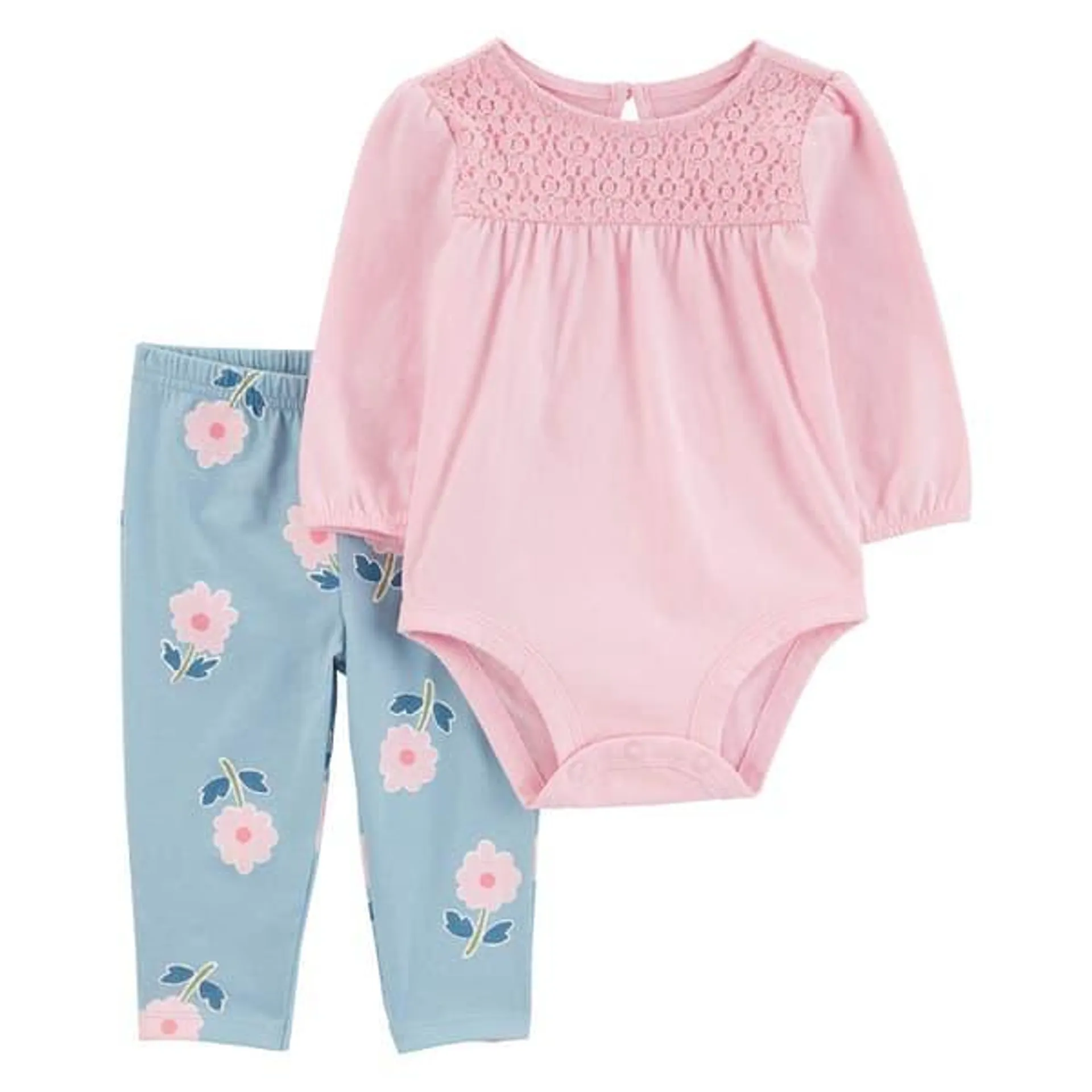 Baby Girl (NB-24M) Carter’s® Crochet Floral Bodysuit & Pants Set