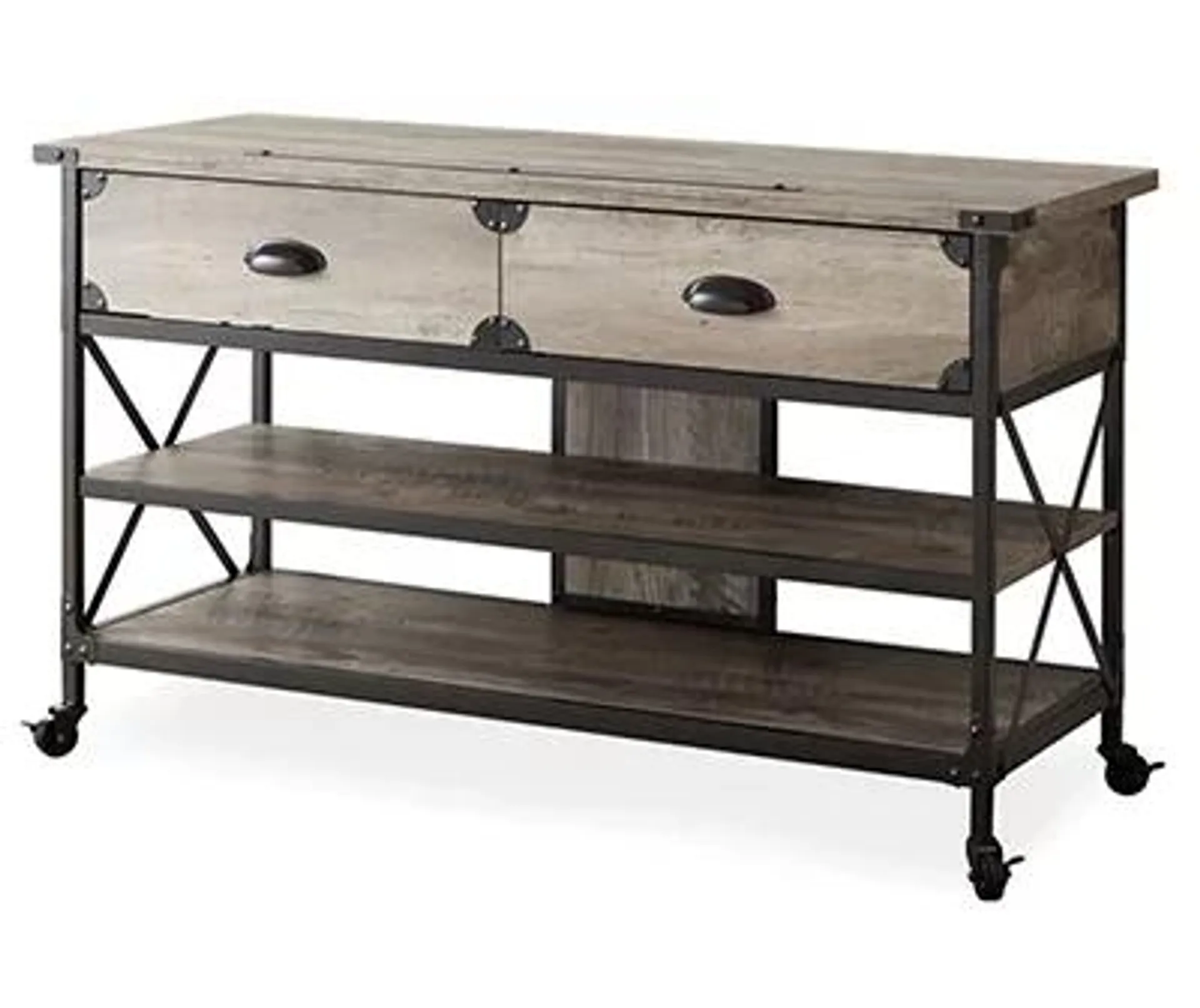 47.5" Rustic Brown Wash 2-Drawer TV Stand