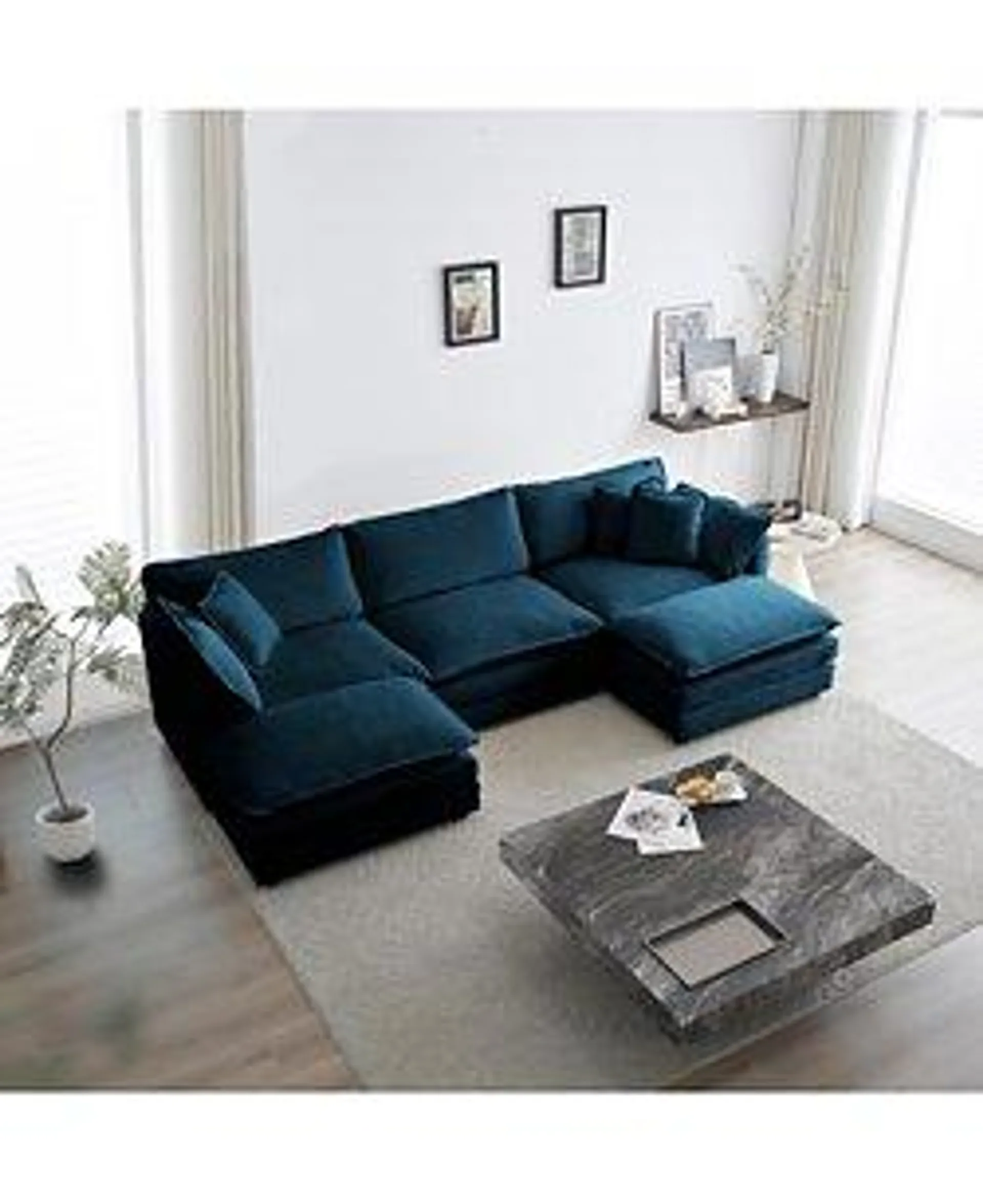 5-Seater U-Shaped Sectional Sofa with Ottomans