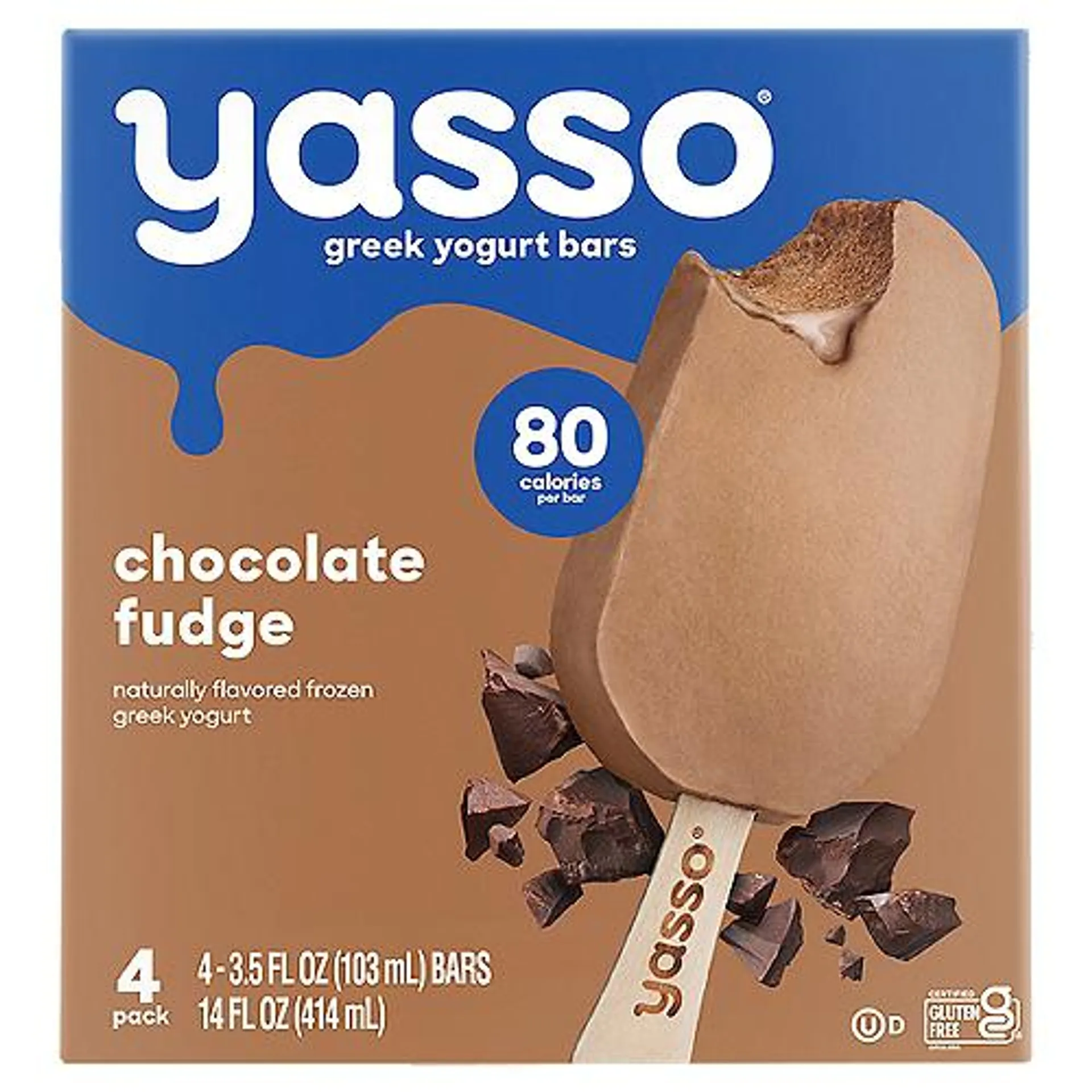 Yasso Chocolate Fudge, Greek Yogurt Bars, 4 Each