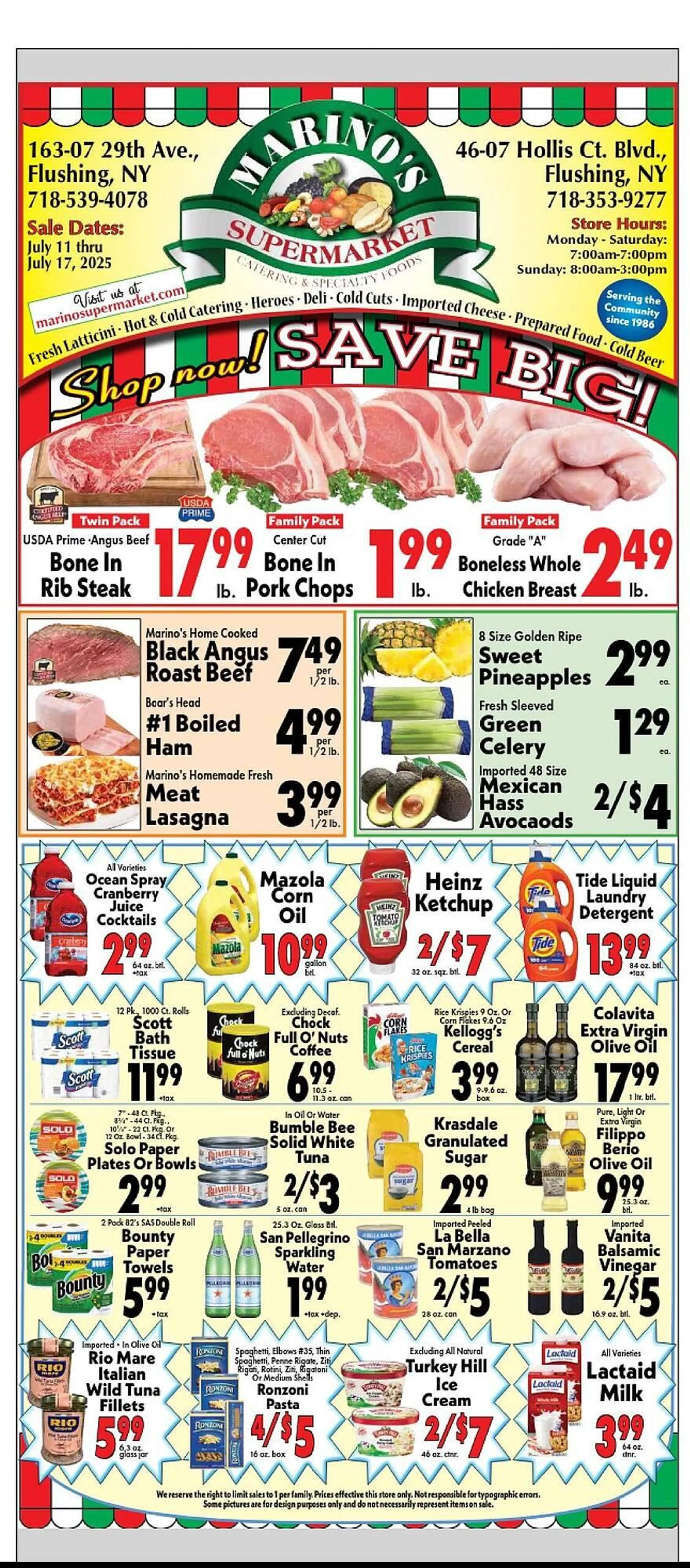 Weekly ad Marino's Supermarket Weekly Ad from July 11 to July 17 2025 - Page 1