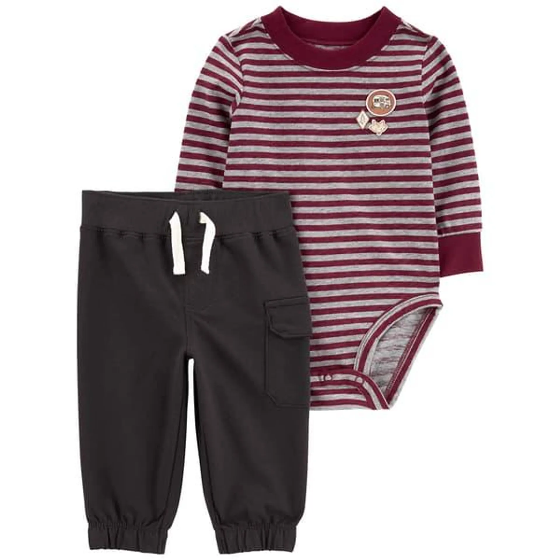 Baby Boy (NB-24M) Carter’s® Stripe Bodysuit w/Patches & Pants Set