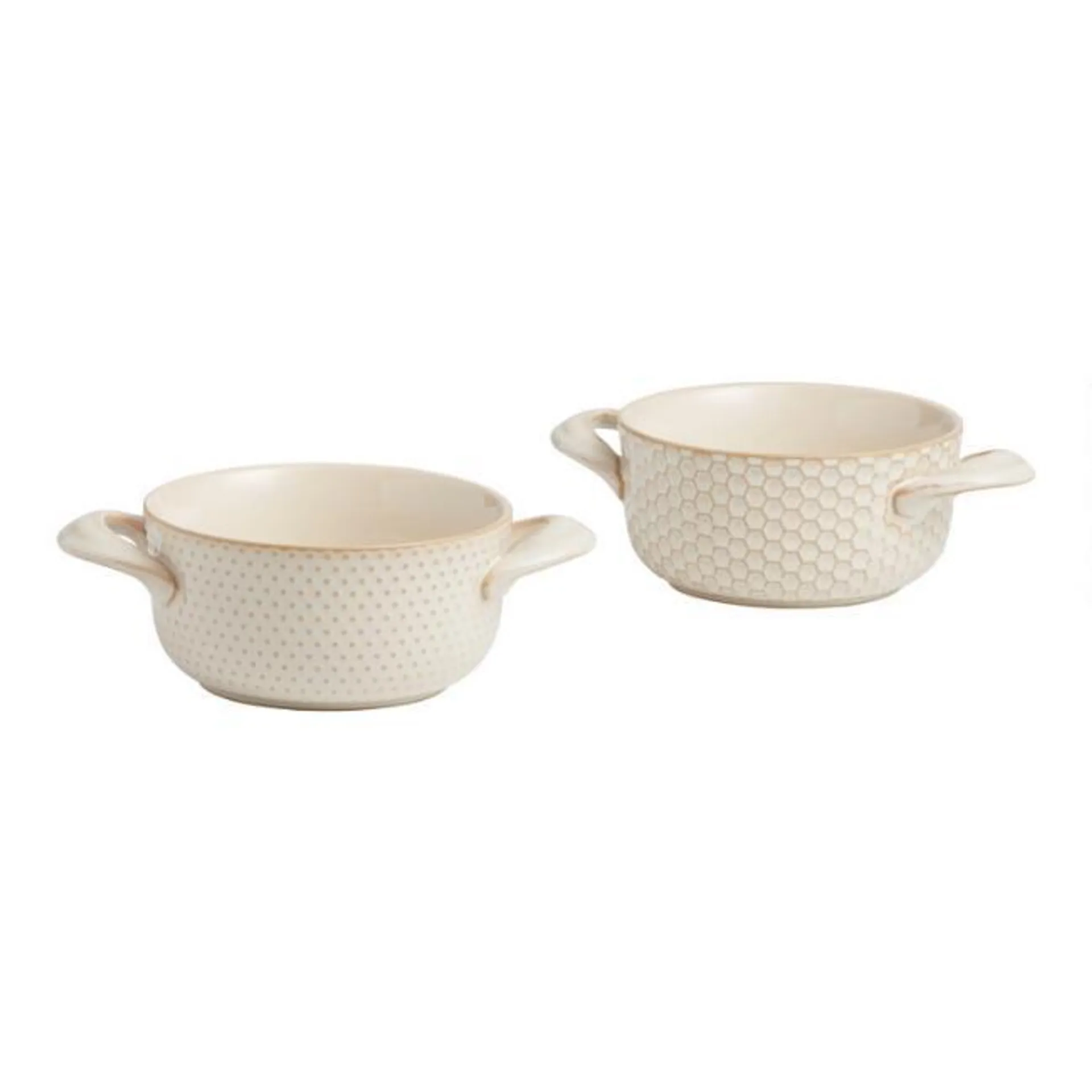 Natural Textured Ceramic Soup Crocks Set Of 2