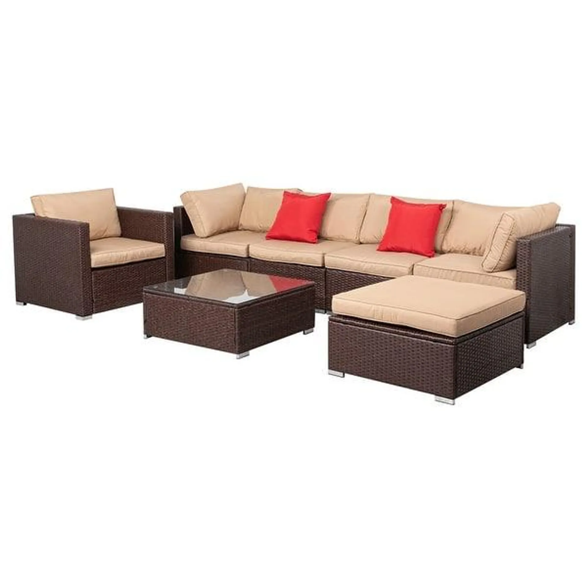 Wicker 6 - Person Outdoor Sectional Conversation Set with Cushions