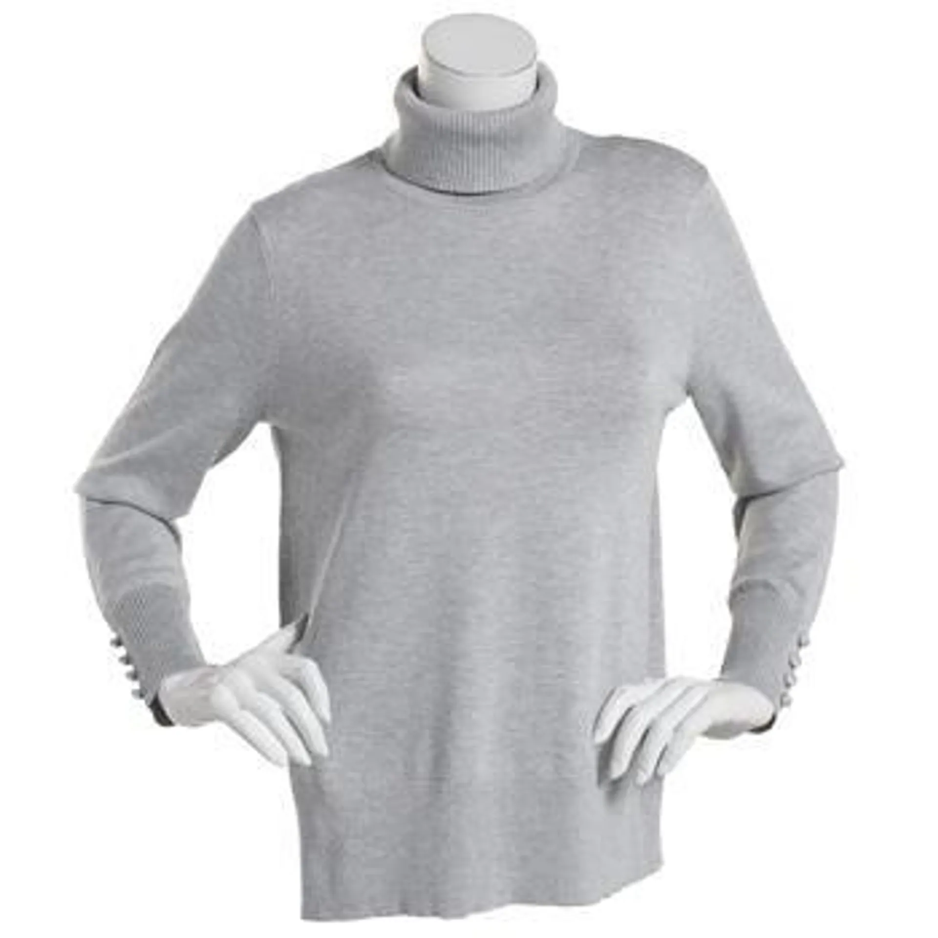 Womens Retrology Long Button Sleeve Turtleneck Sweater