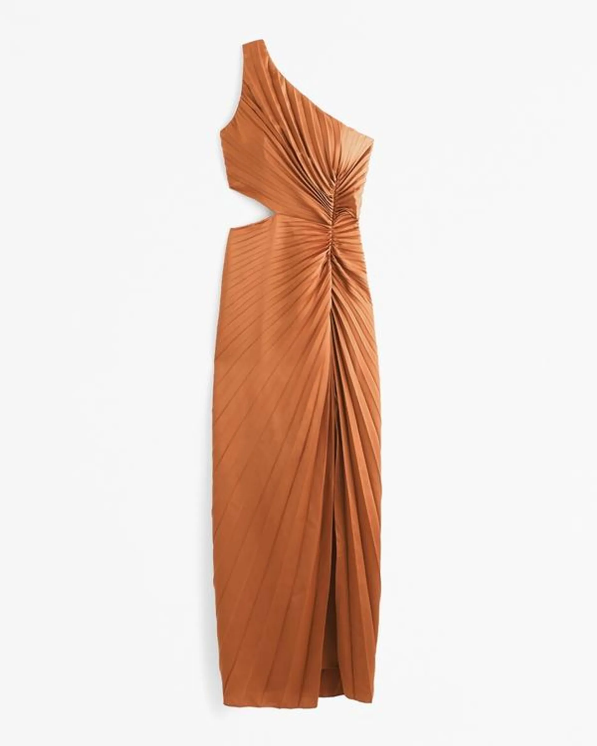 The A&F Giselle Pleated One-Shoulder Cutout Maxi Dress