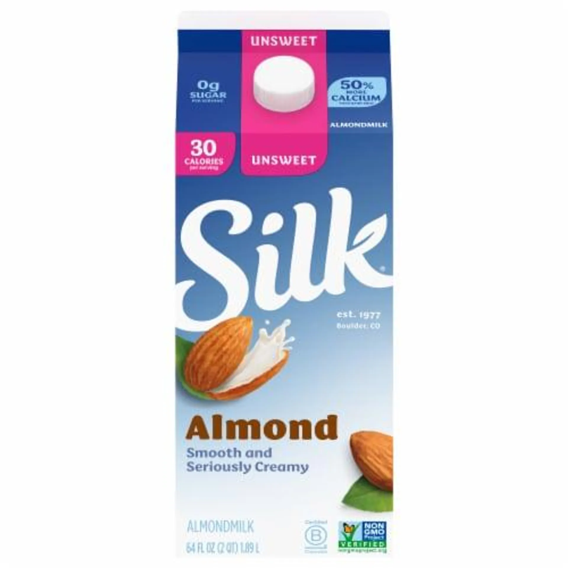 Silk Dairy Free Unsweeted Original Almond Milk Half Gallon