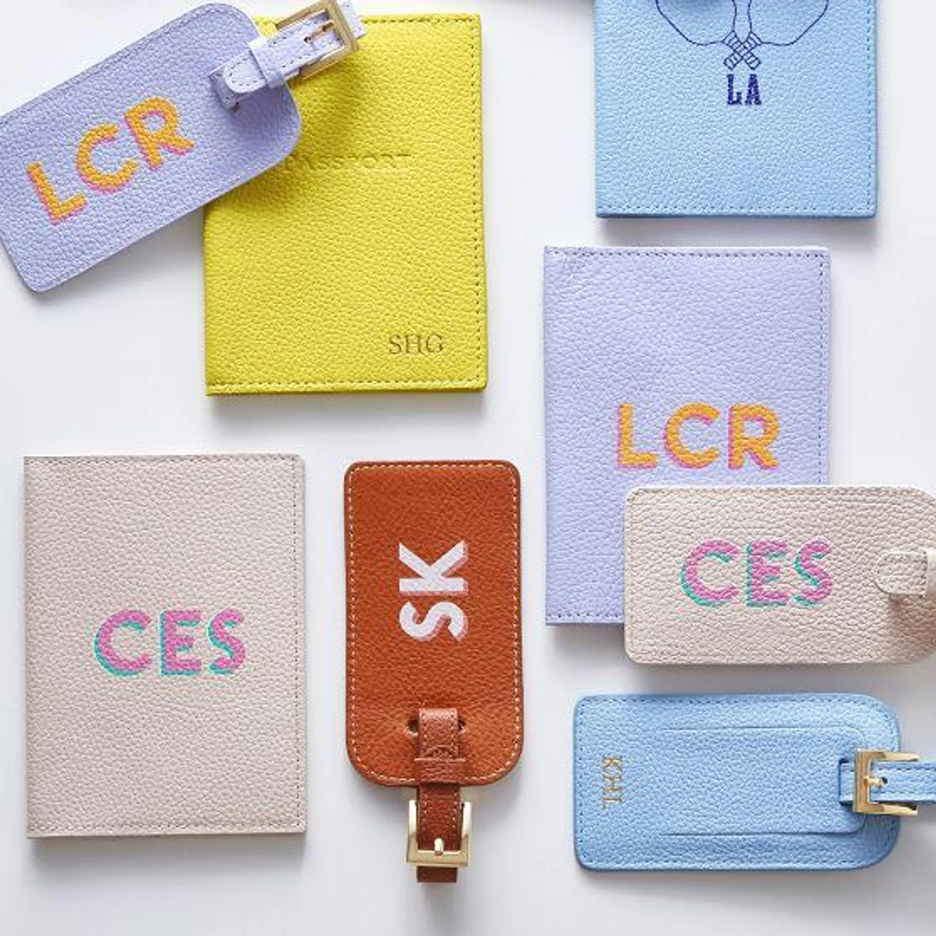 Leather Luggage Tag & Passport Case Set