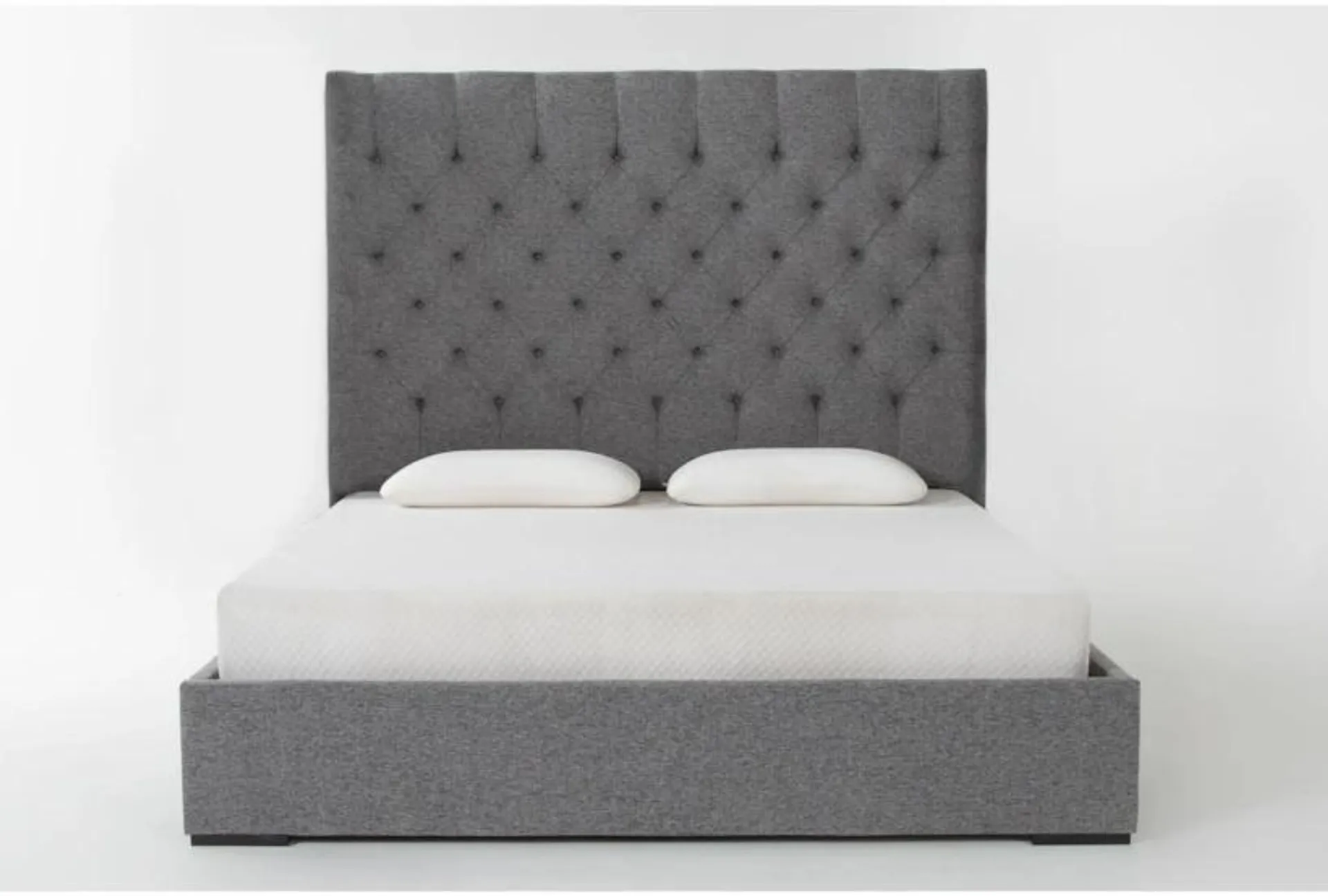 Vera Dream Graphite Diamond Tufted 68" High Queen Upholstered Platform Bed