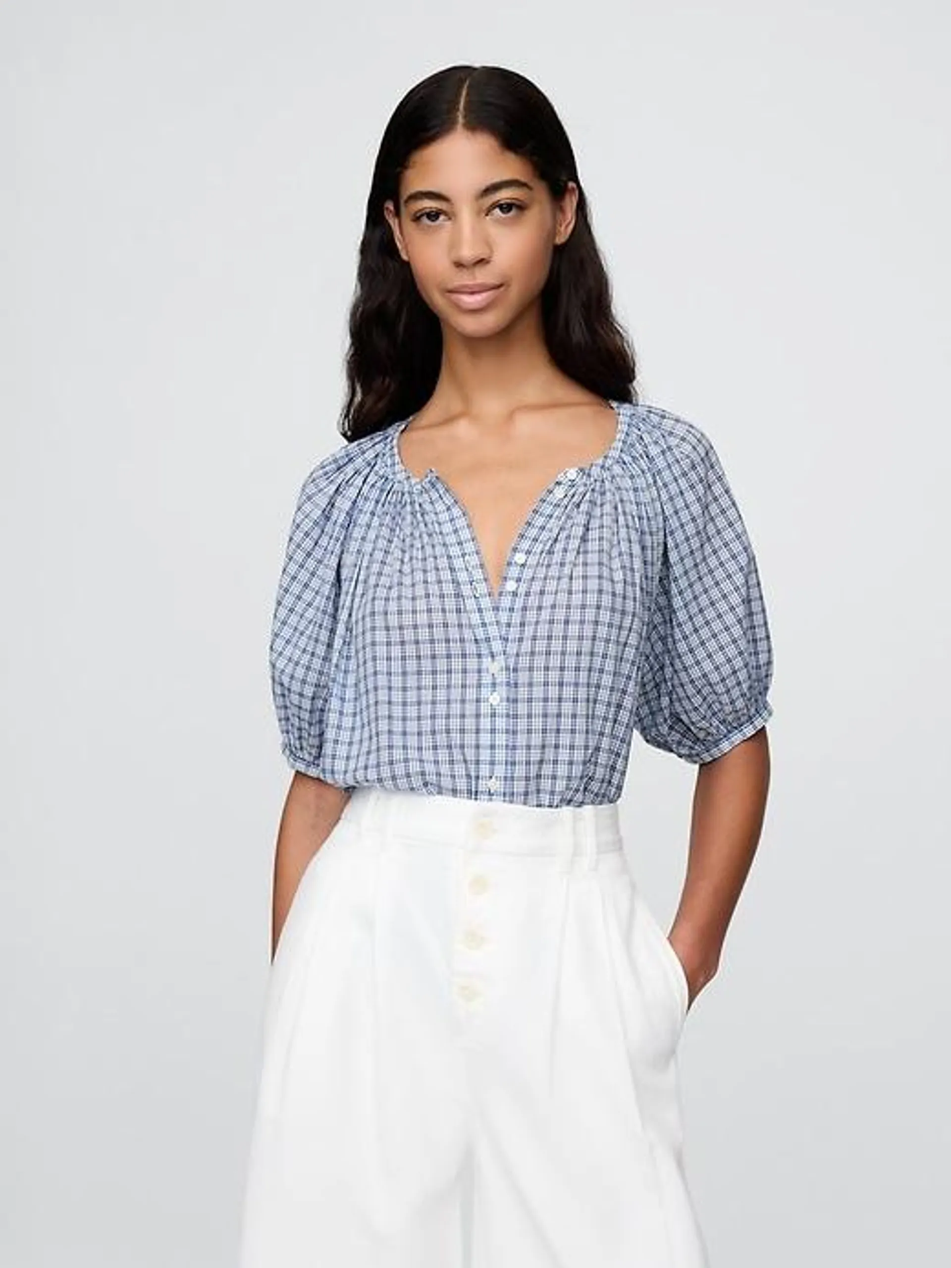Gap × DÔEN Gingham Top