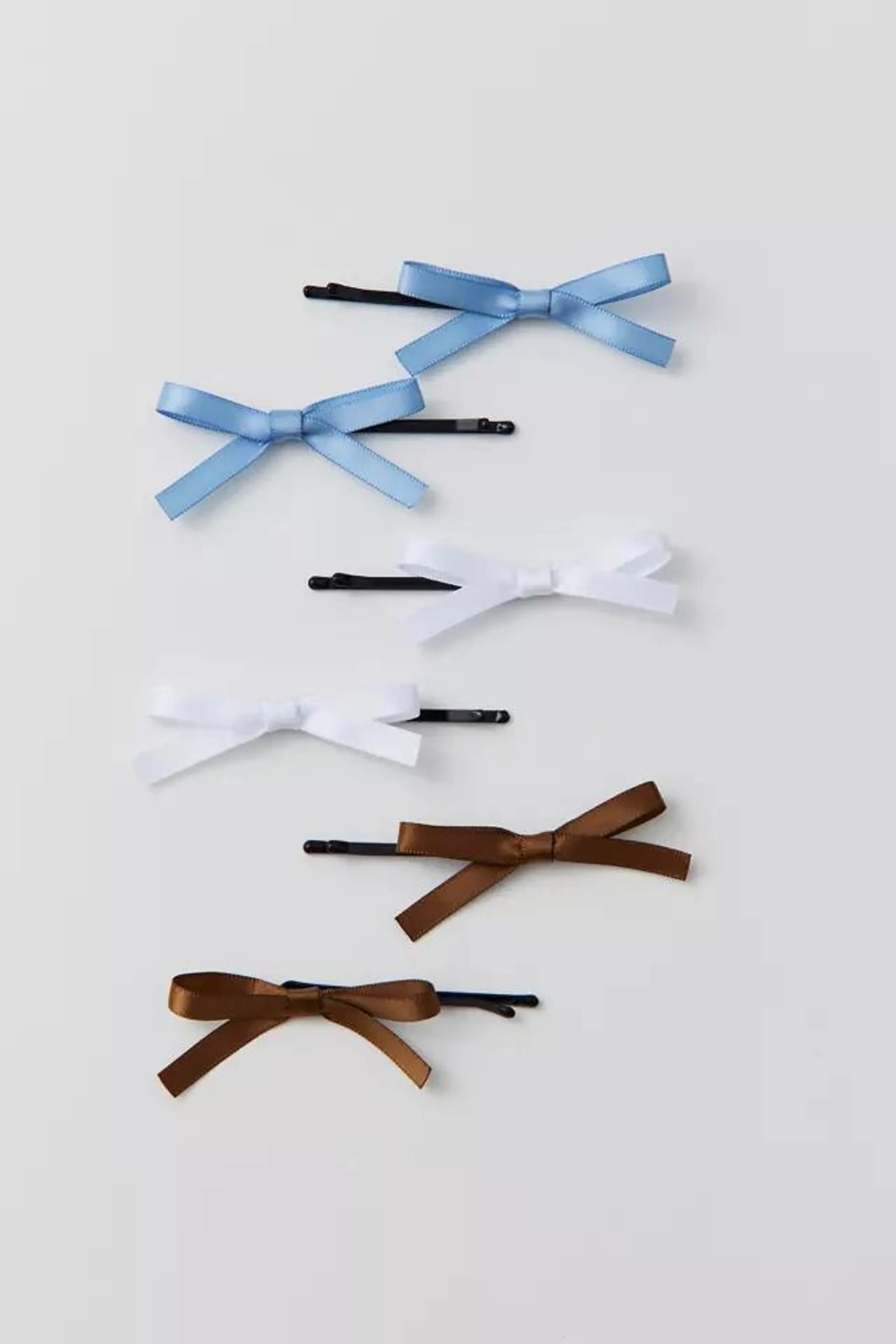 Satin Bow Hair Slide 6-Pack Set