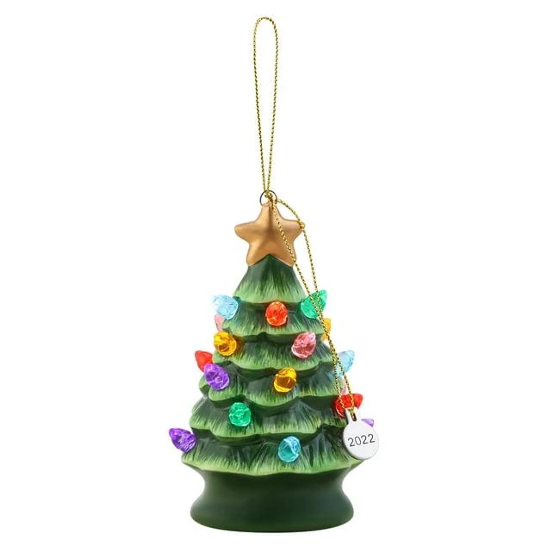 Mr. Christmas 4" Nostalgic Ceramic Lit Tree Ornament Decoration, Green