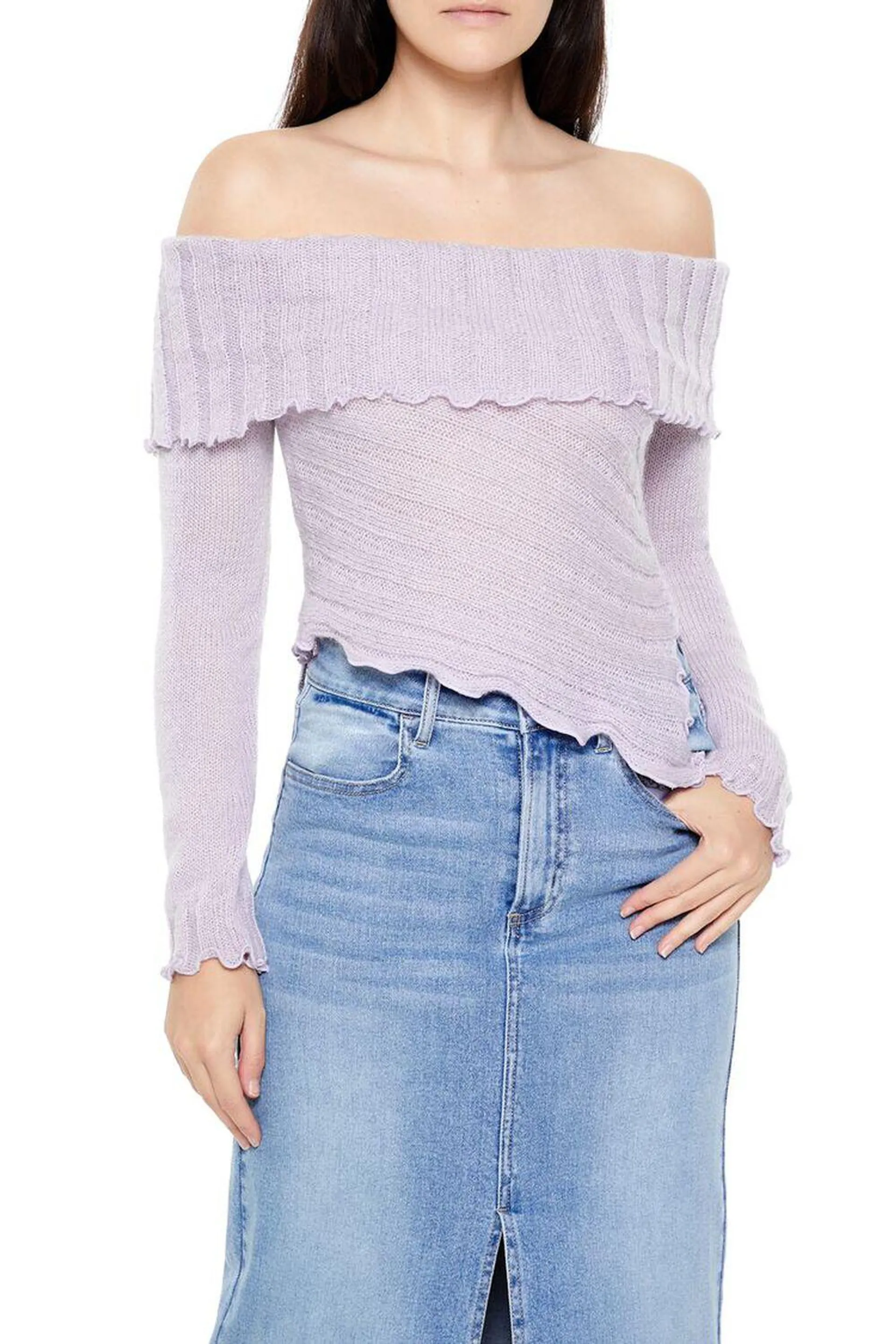 Ribbed Off-the-Shoulder Sweater