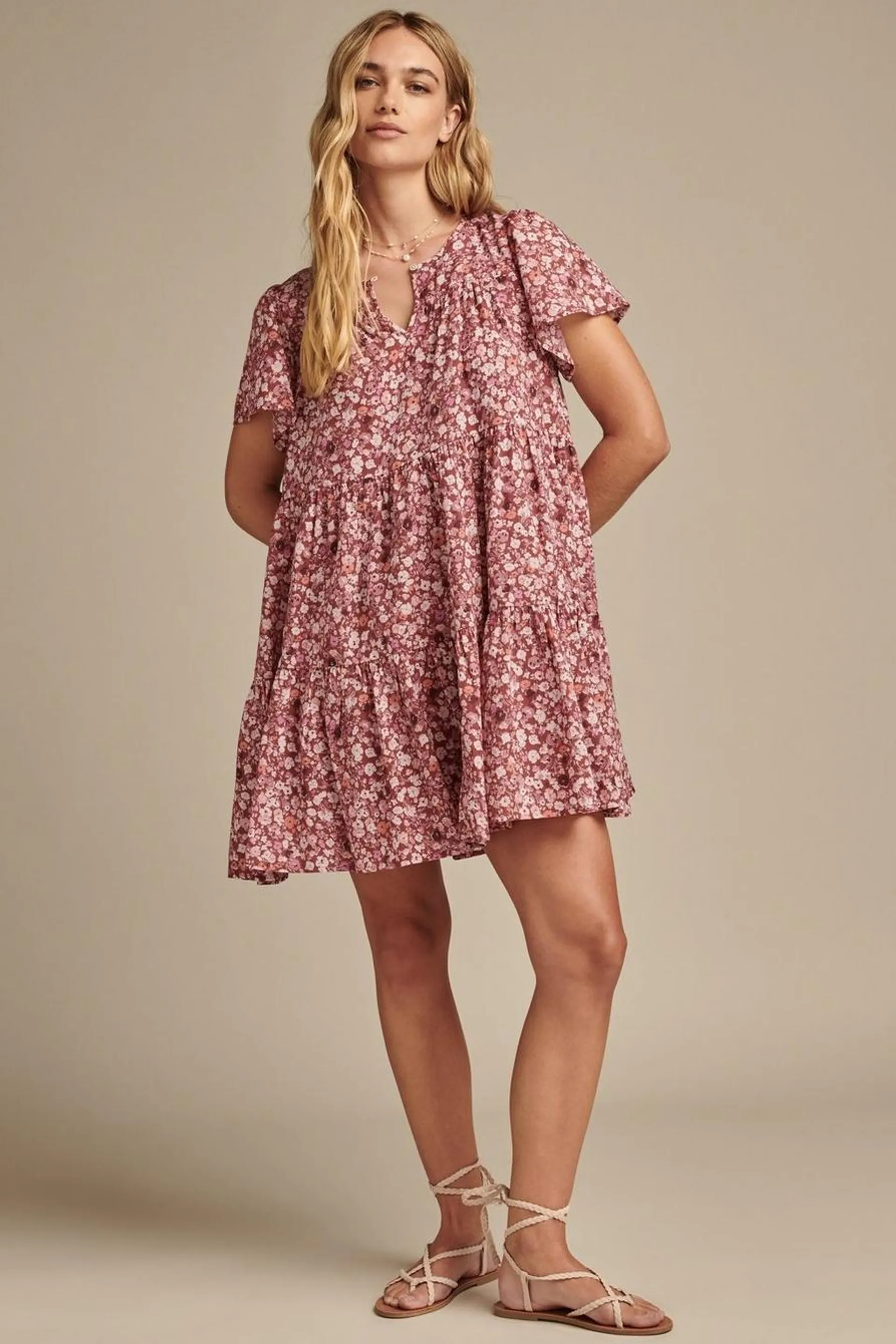 floral printed tiered mini