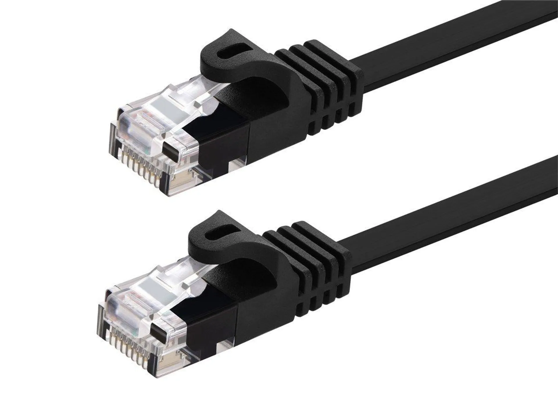 Monoprice Cat6 5ft Black Flat Patch Cable, UTP, 30AWG, 550MHz, Pure Bare Copper, Snagless RJ45, Flexboot Series Ethernet Cable