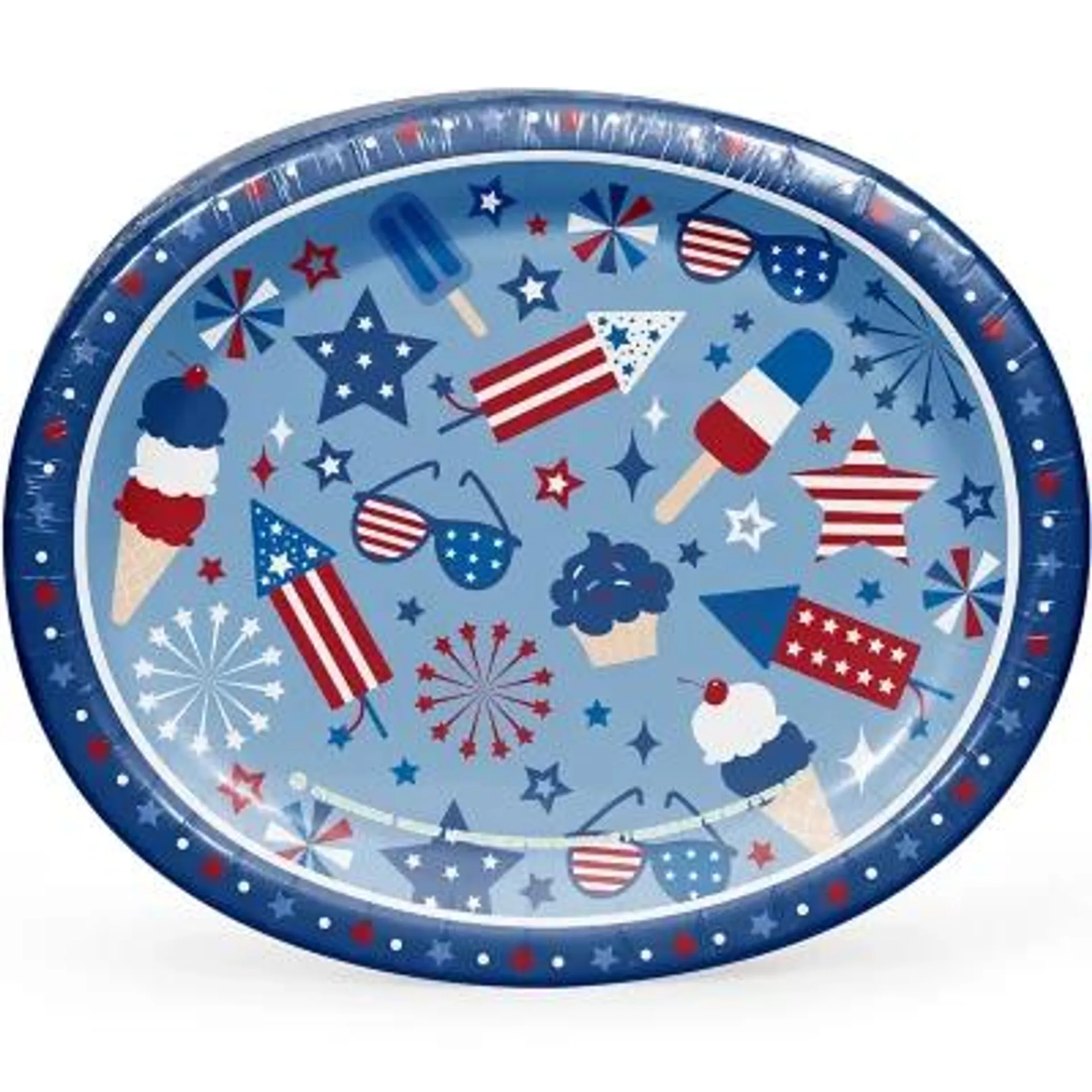 Member's Mark Patriotic Oval Paper Plates, 10" x 12", 50 ct.