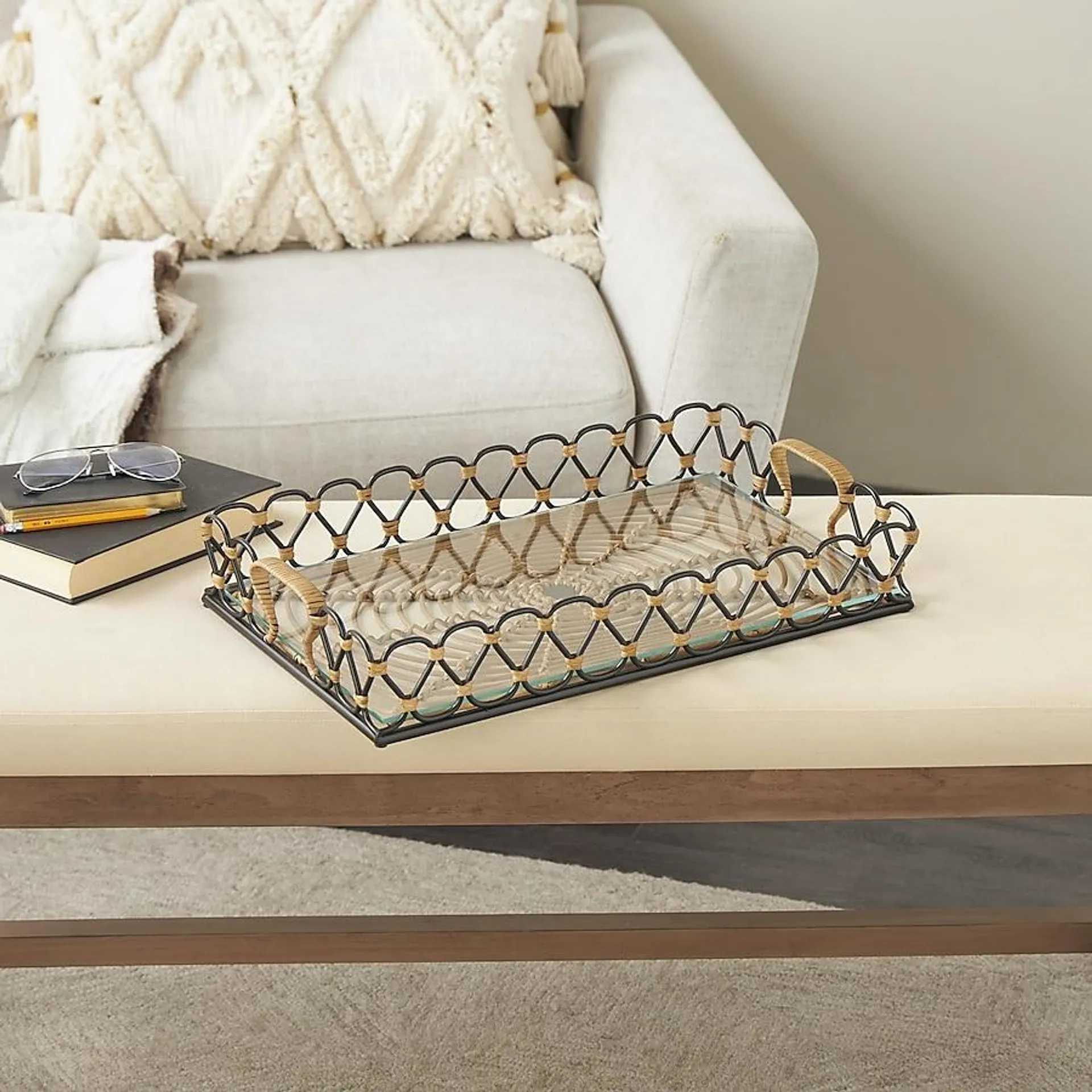 Grayson Lane Black Metal Industrial Decorative tray