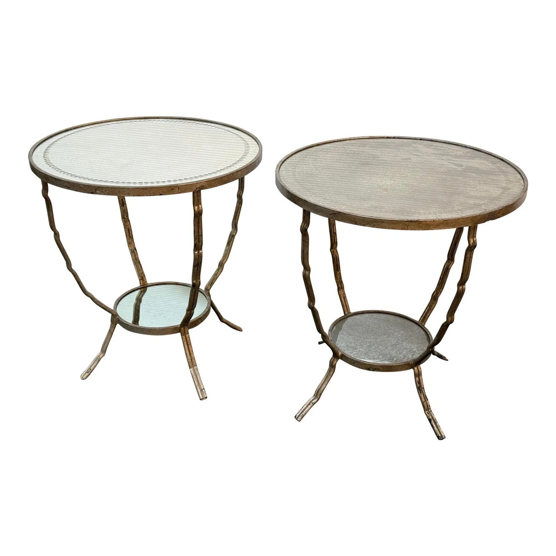 Oly Studio Antiqued Brass Gueridon Side Table, a Pair