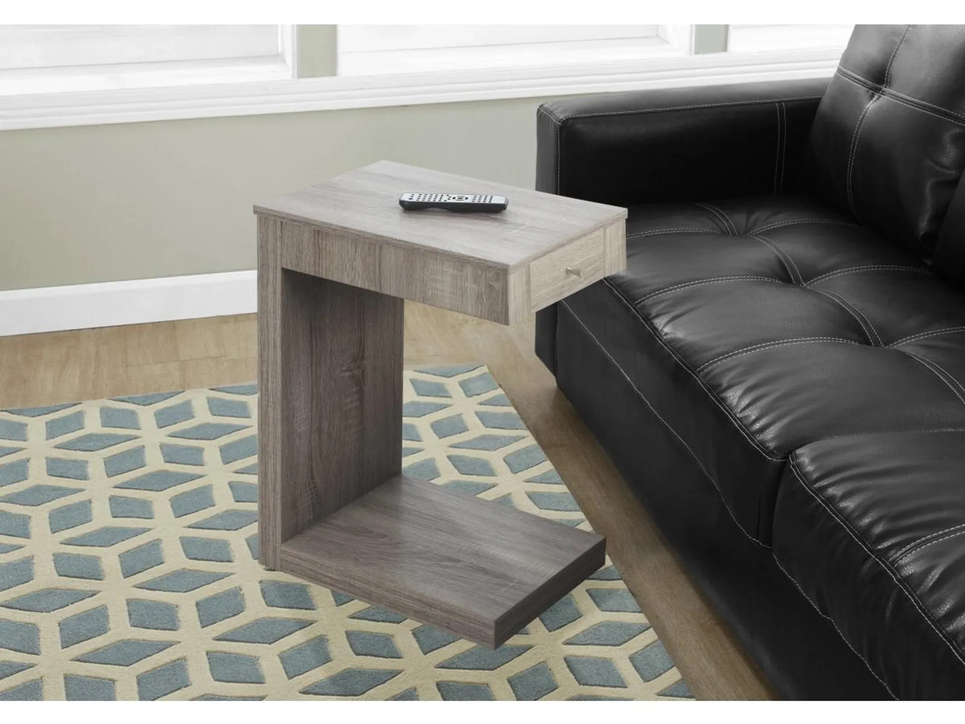 Monarch Specialties Contemporary 24" High C-Shape Accent Table with Storage Drawer