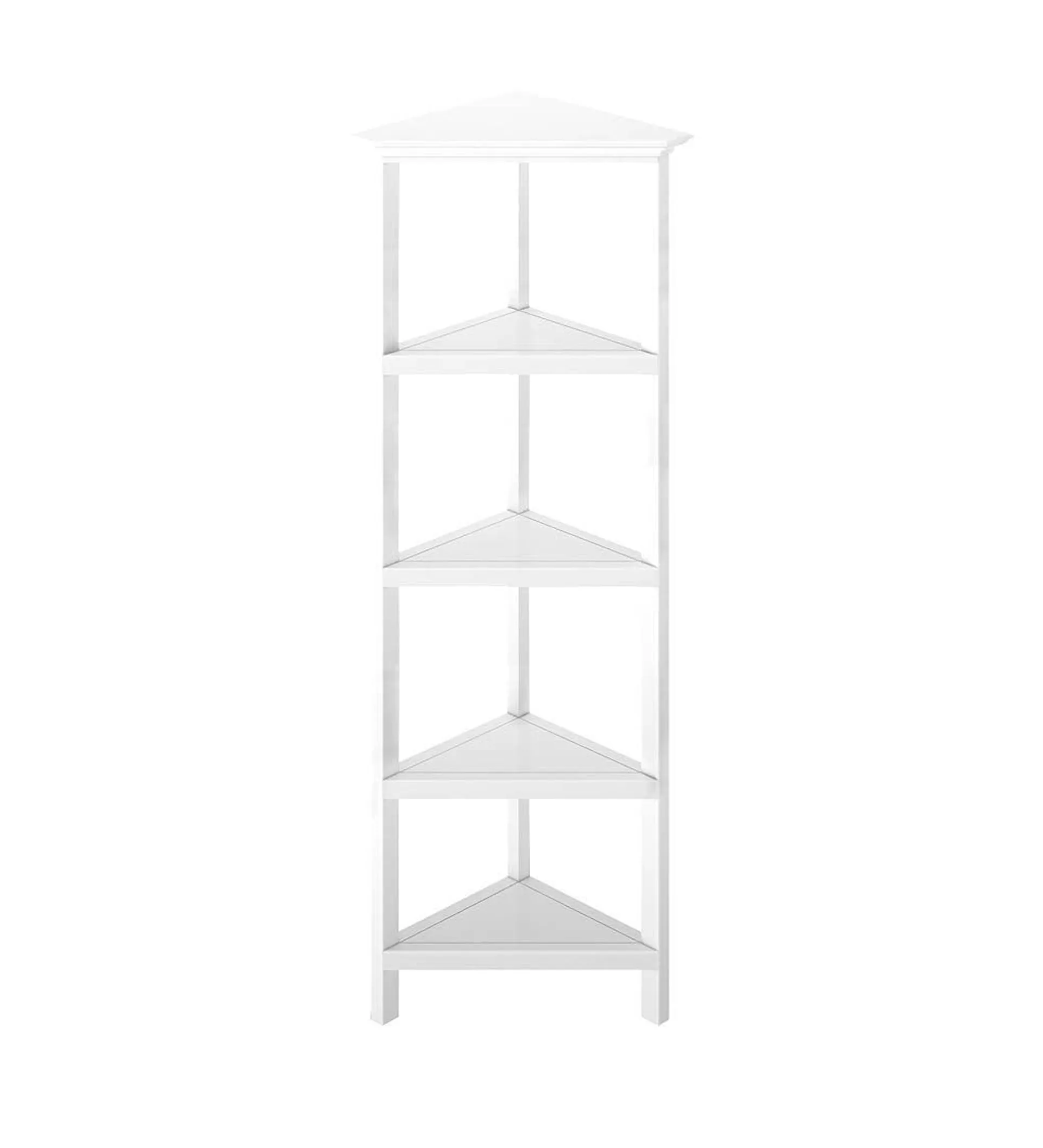 Farmhouse Four-Shelf Corner Bookcase - White