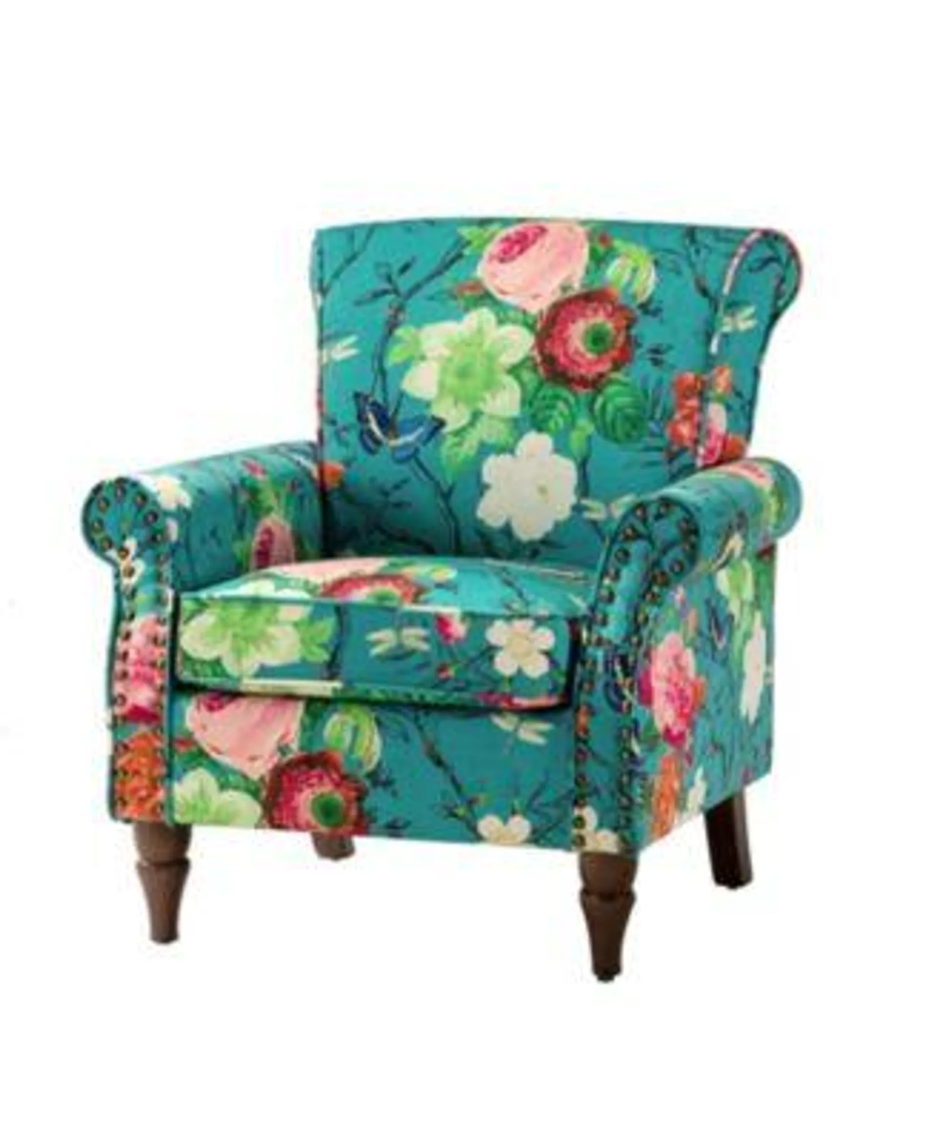 Avelina Wooden Armchair with Nailhead Trim