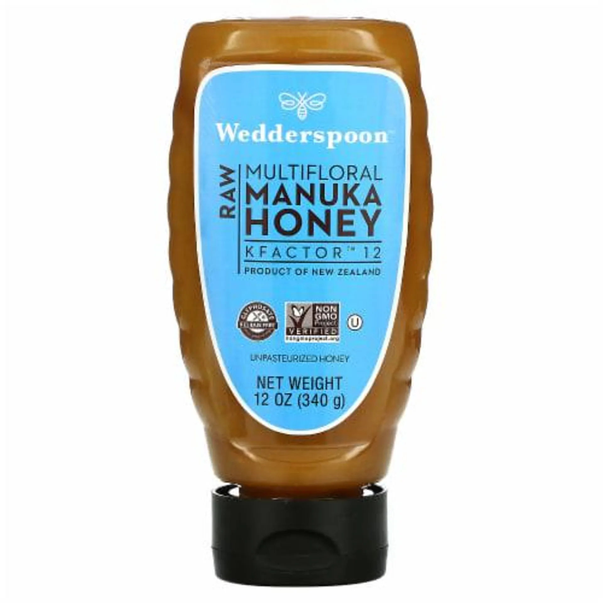 Wedderspoon Raw Multifloral Manuka Honey KFactor 12 - 12 oz (340 g)