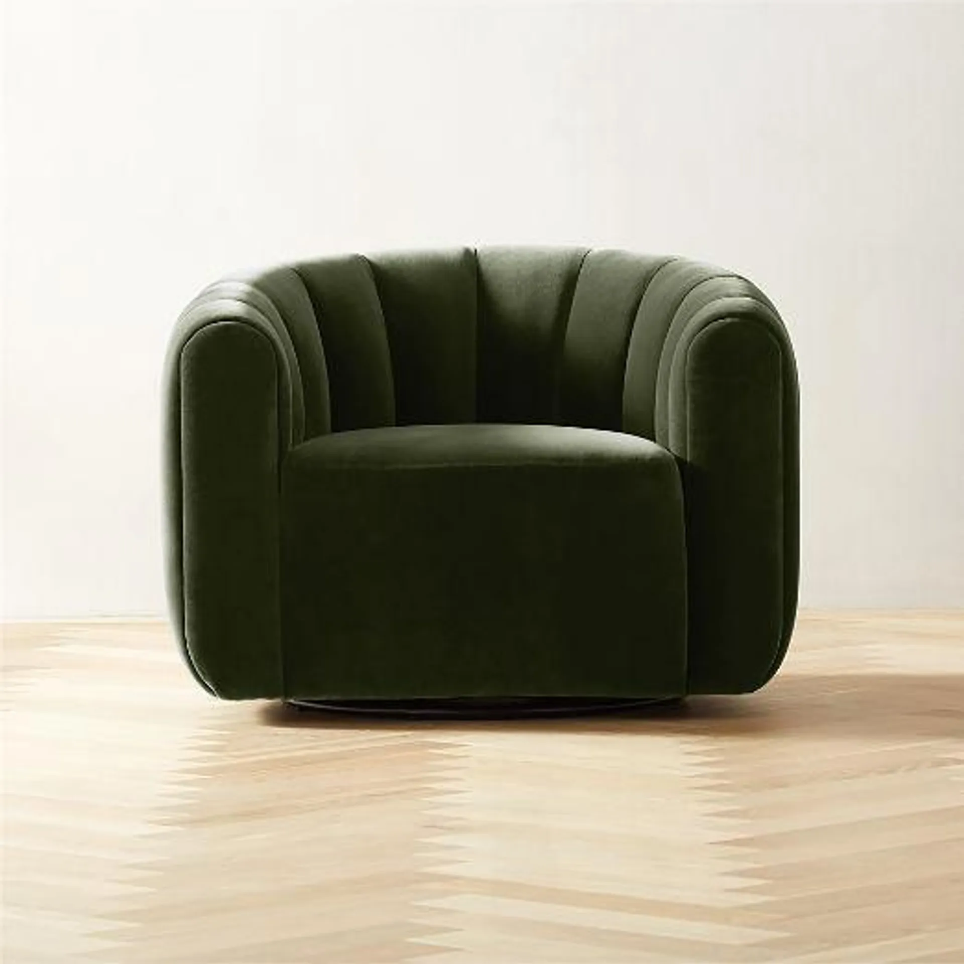 Fitz Channeled Green Velvet Swivel Chair Set of 2