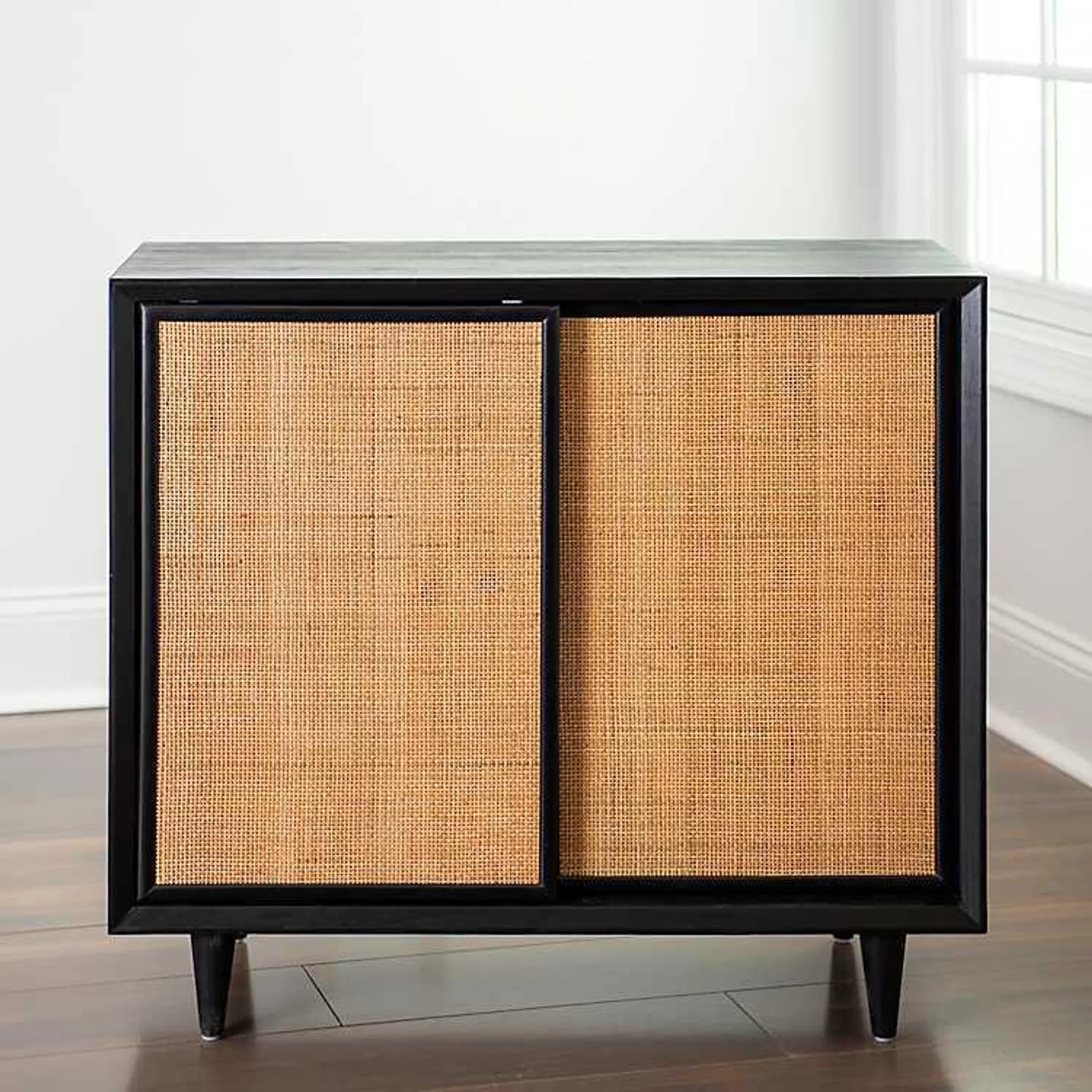 Shelby Black and Natural Cane Cabinet