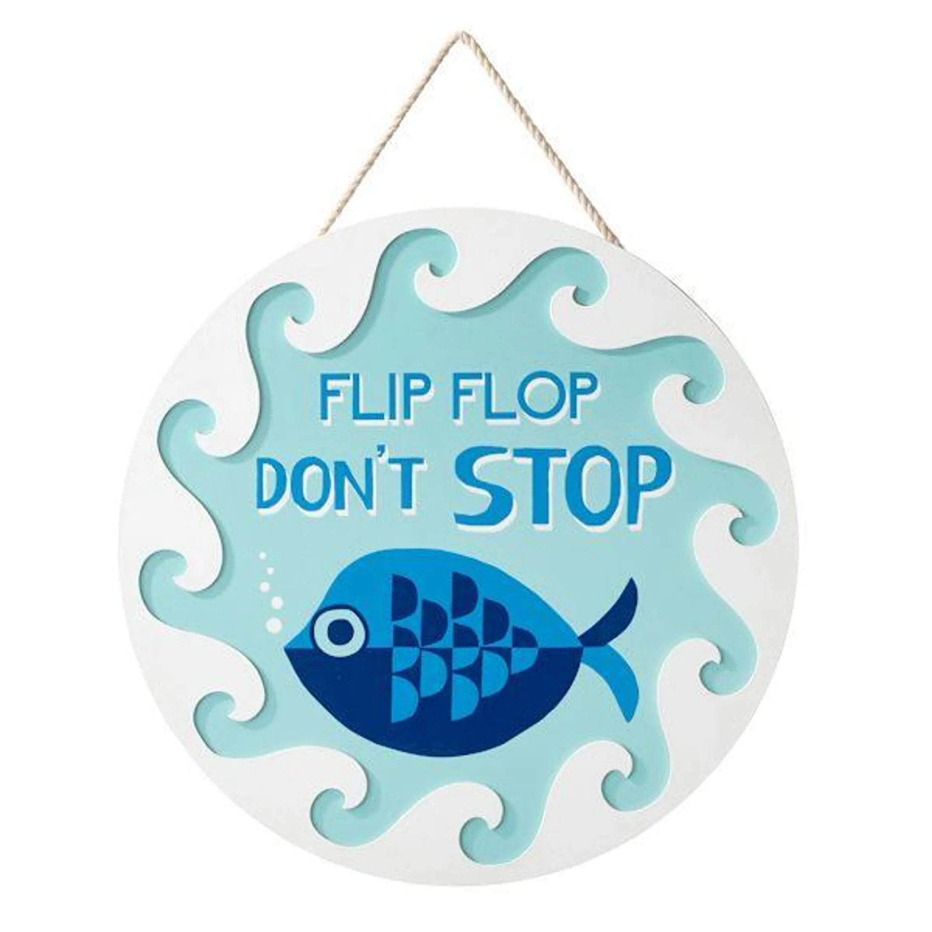 Sunny Club Flip Flop Don't Stop Fish Outdoor Wall Decor, 16"