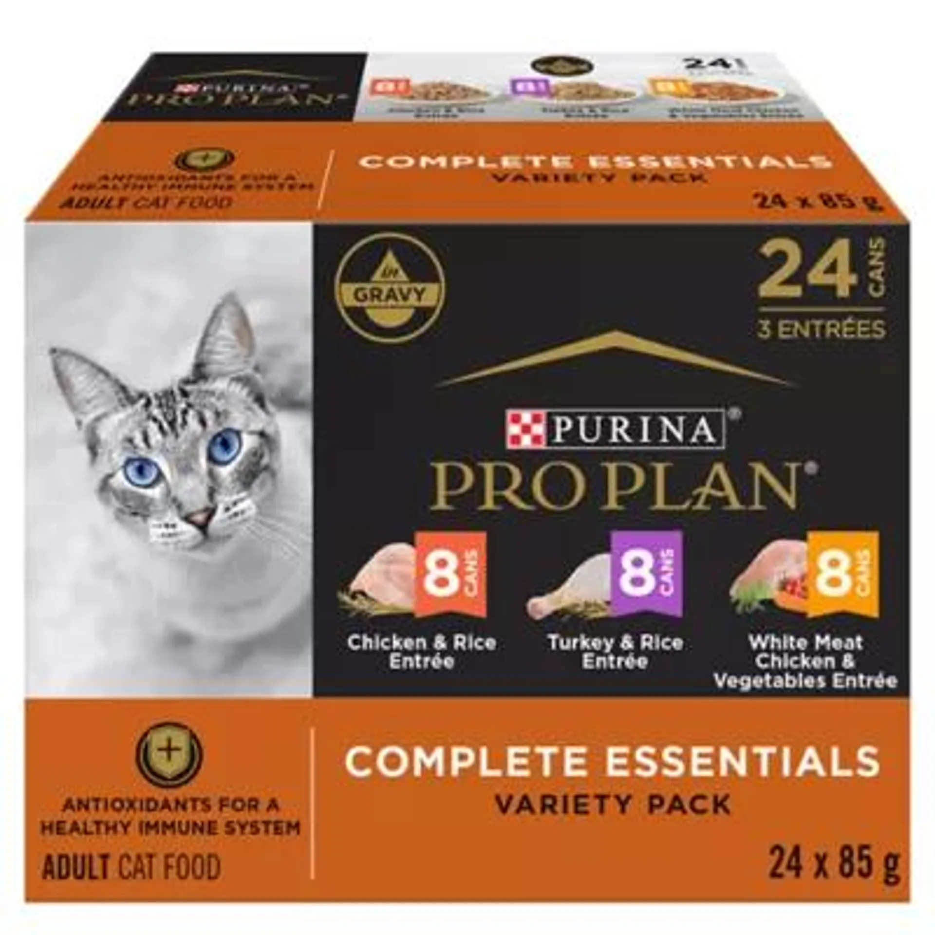 Purina Pro Plan Complete Essentials Adult Wet Cat Food - Variety Pack, 24 CT, 72 OZ