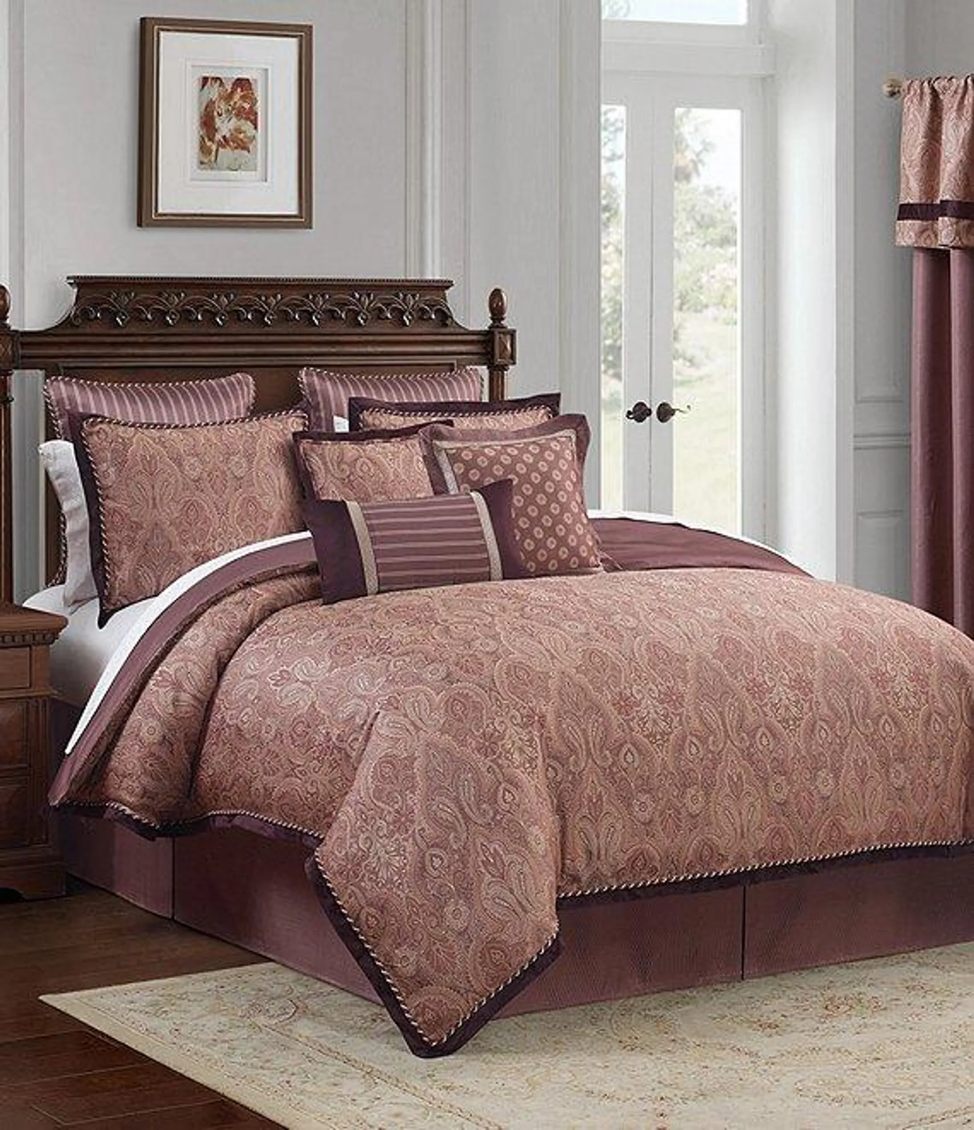 Tabriz Floral and Paisley Jacquard 6-Piece Comforter Set