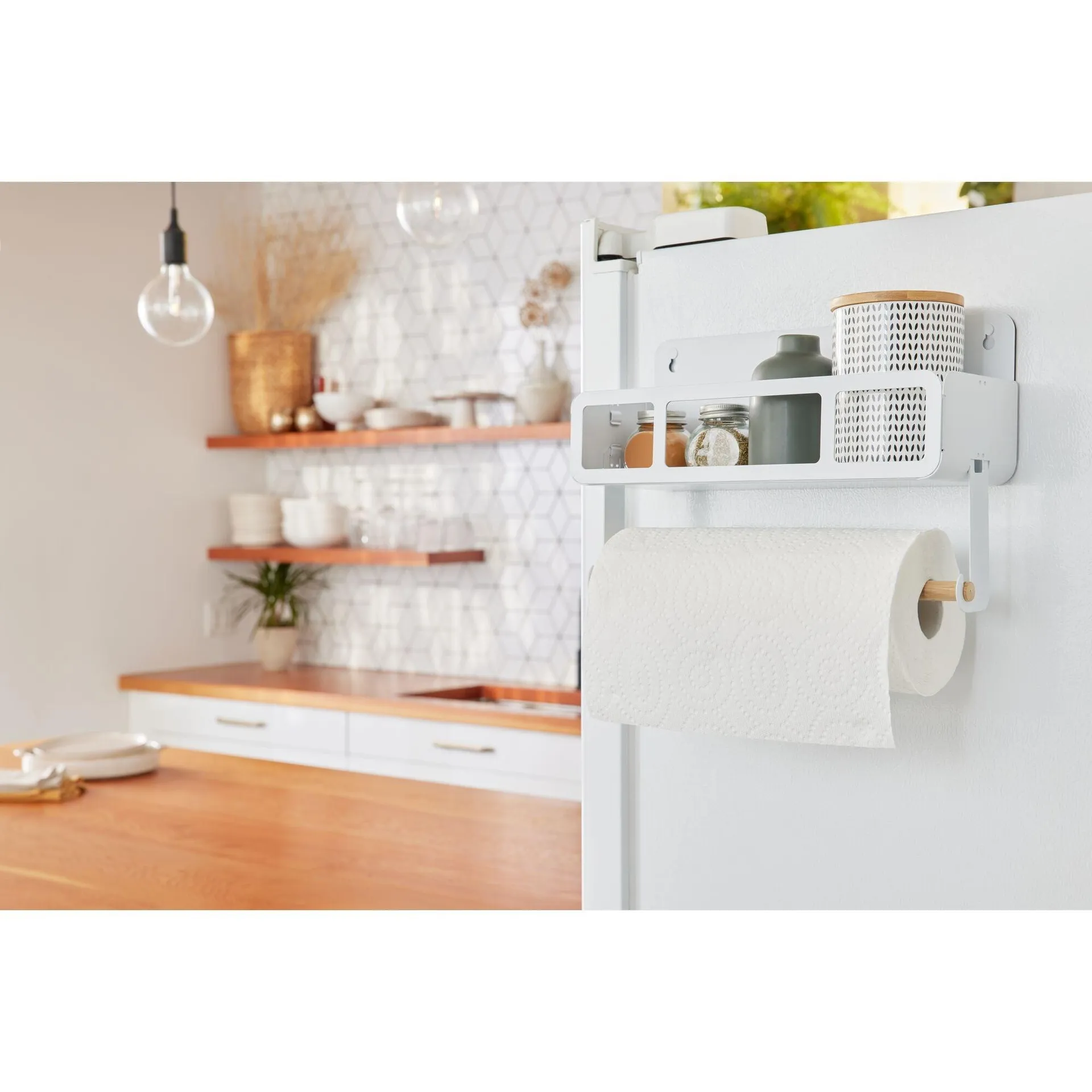 Hanging | Magnetic Rack System-Shelf With Brackets, White