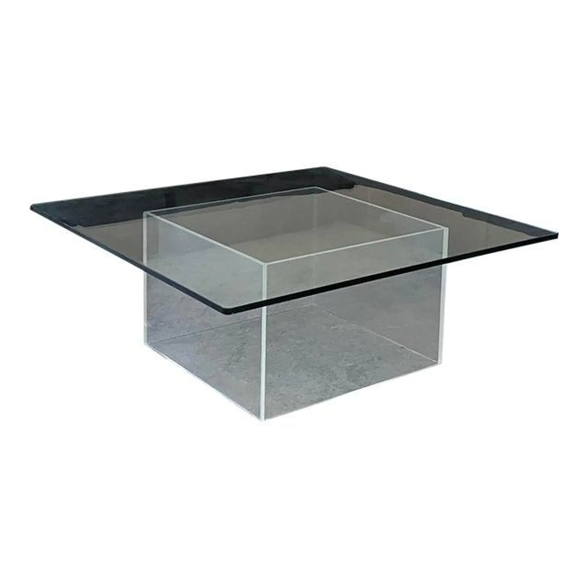 1960s Lucite & Glass Seamless Mid Century Modern Geometric Minimalist Coffee Table