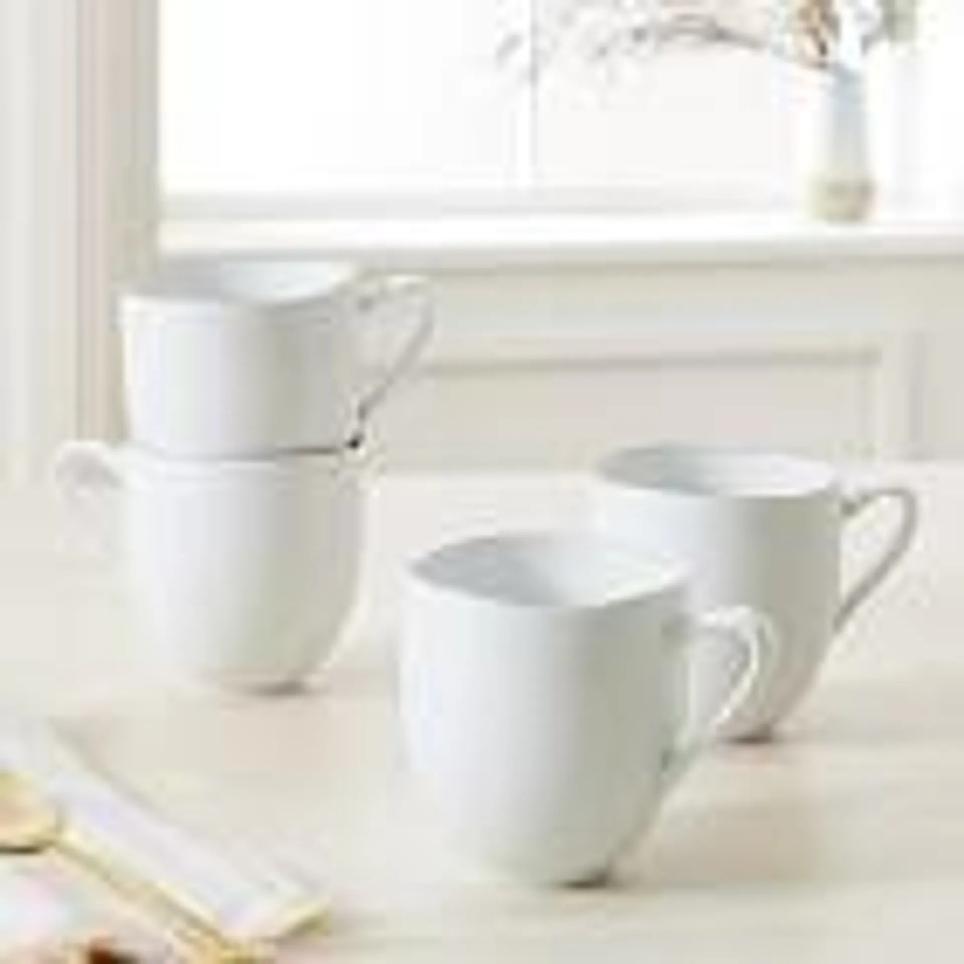 Organic Porcelain Gold-Rimmed Mug Sets