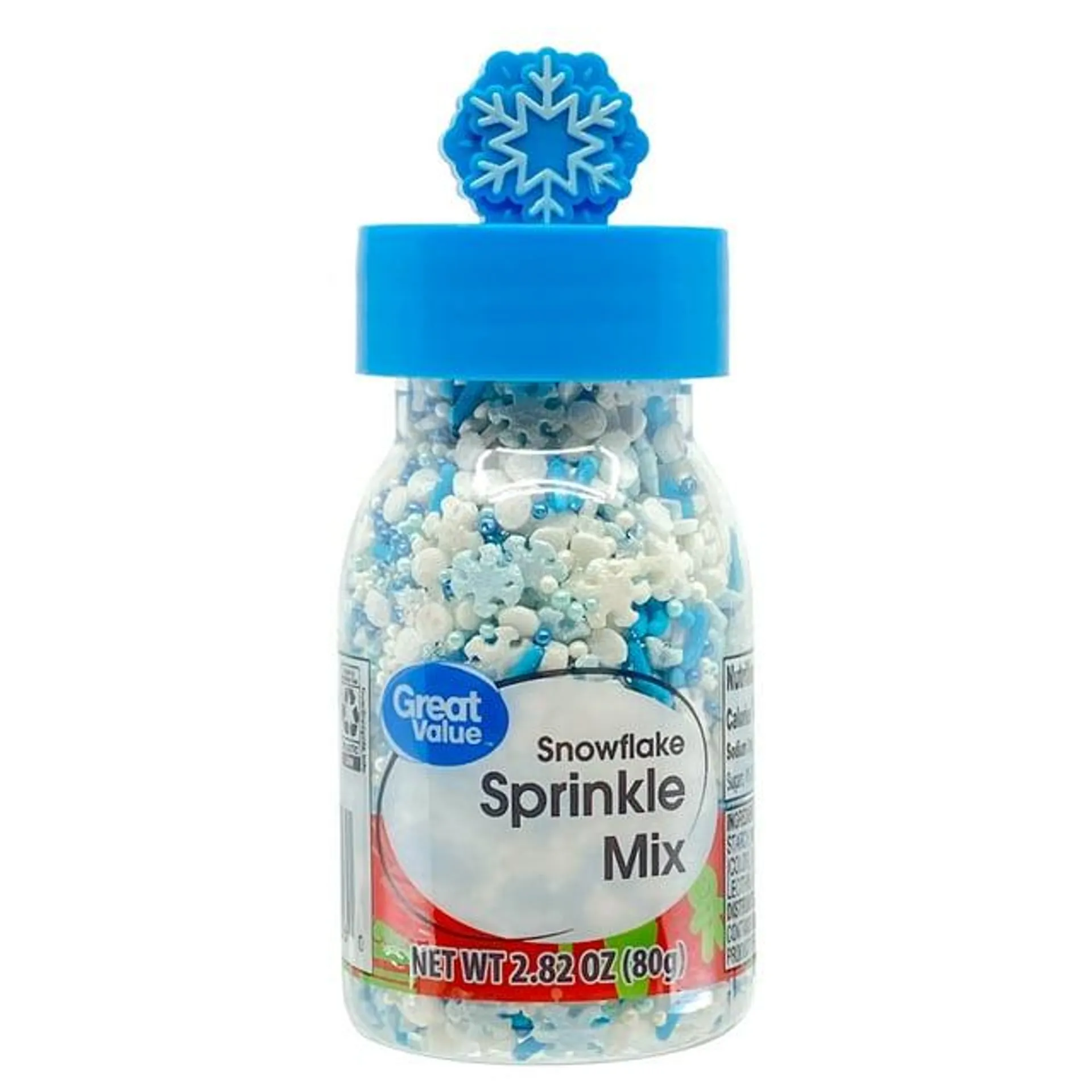 Great Value Blue and White Snowflake Dessert Sprinkles, 2.82 oz