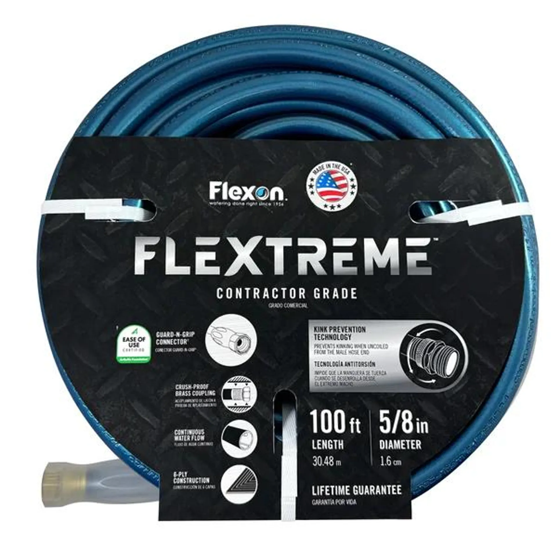 Flexon 5/8 in. x 100 ft. Contractor Grade Hose with Guard & Grip