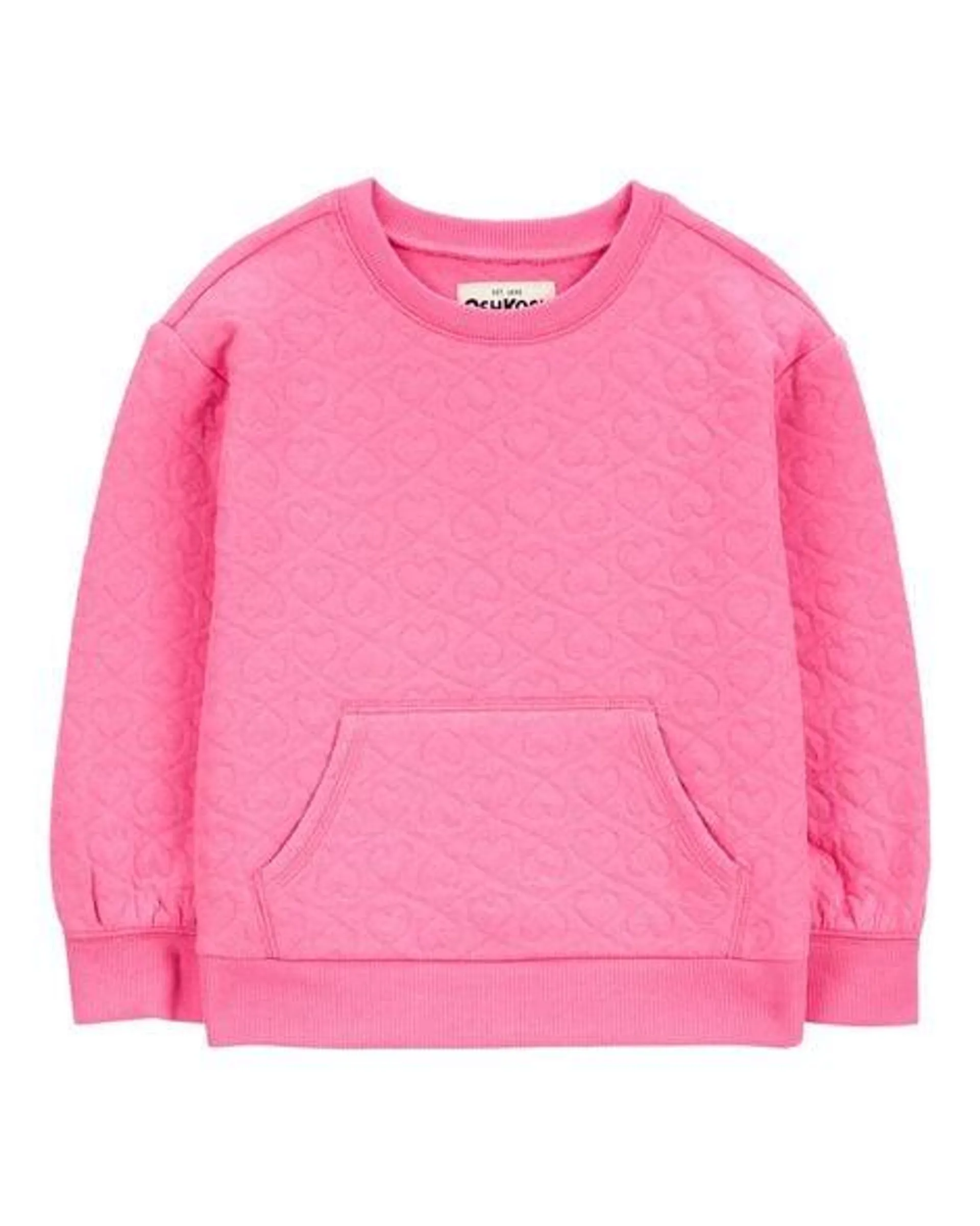 Baby Heart Cotton Blend Pullover - Pink