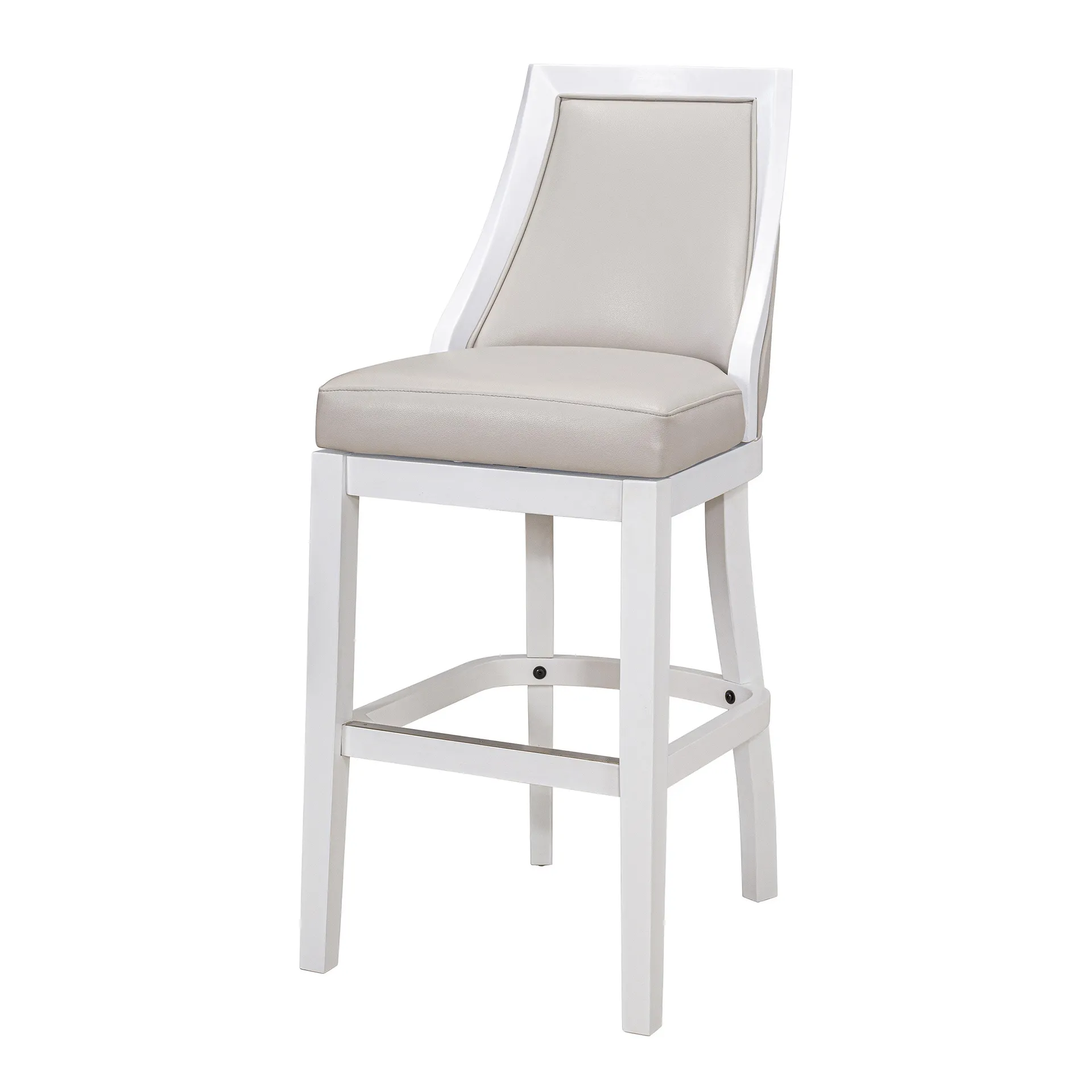 Swivel Bar Stool with Tall Back, 31"H - Alabaster White