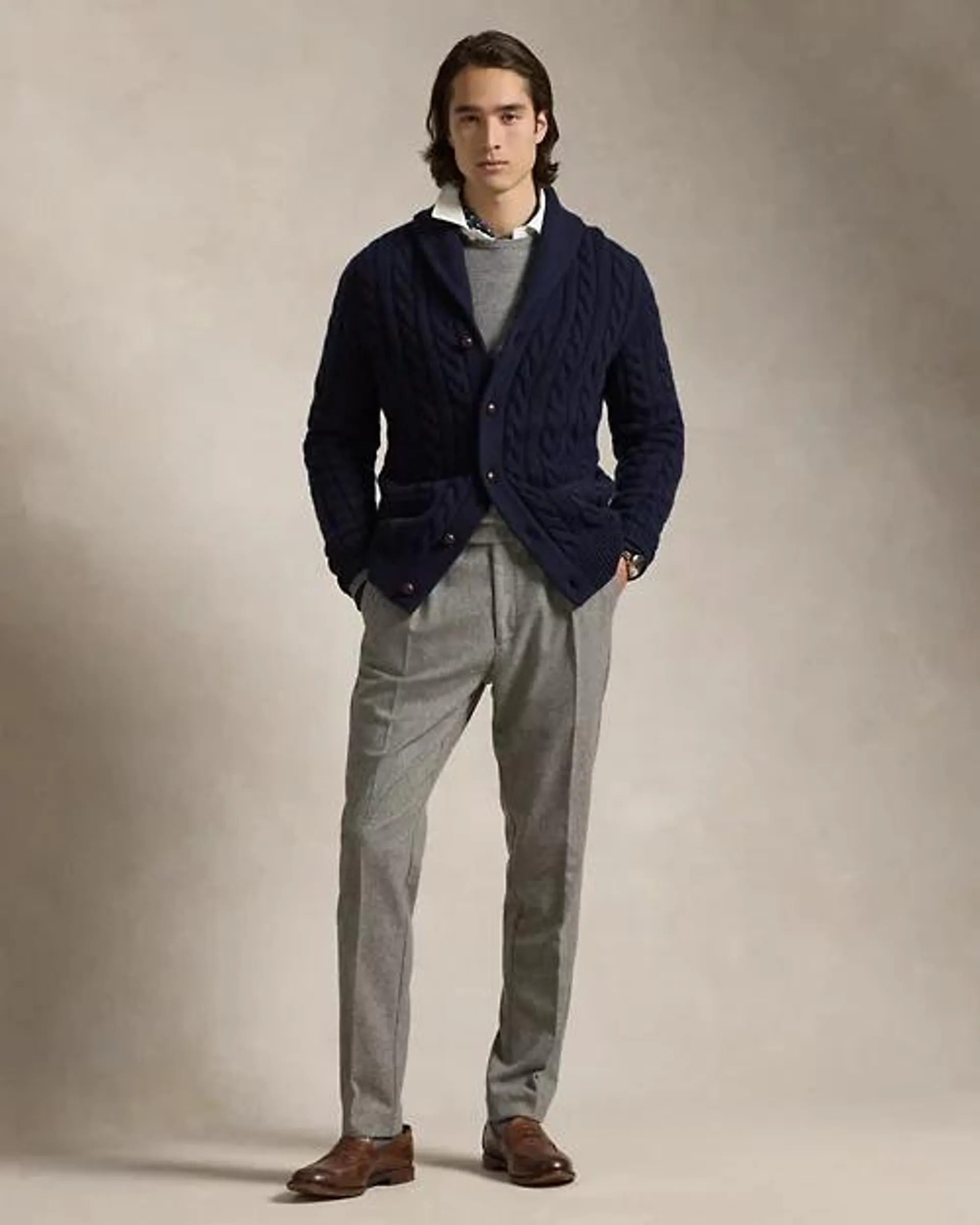 Pleated Wool Flannel Trouser