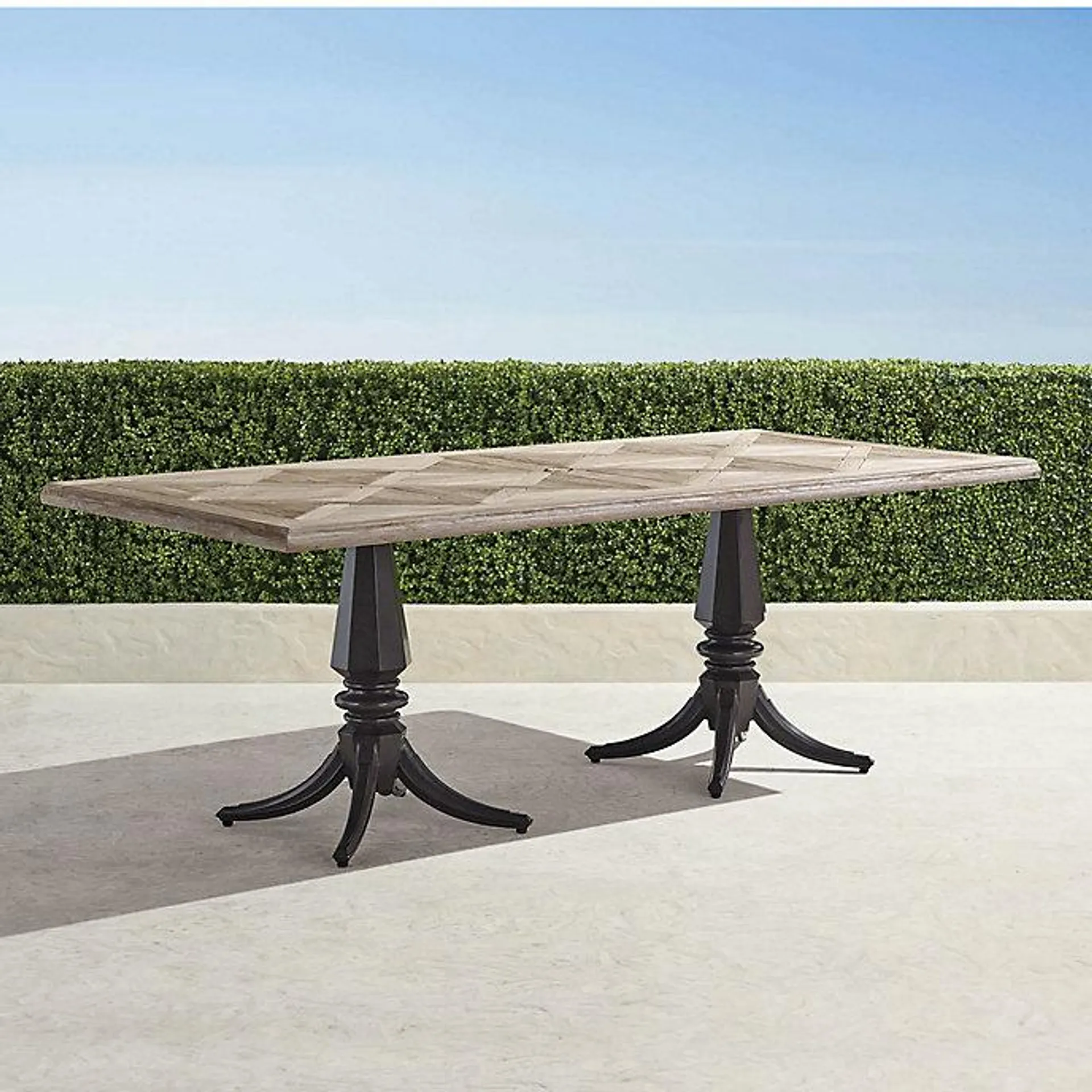 Avery Teak Top Dining Table in Slate Aluminum