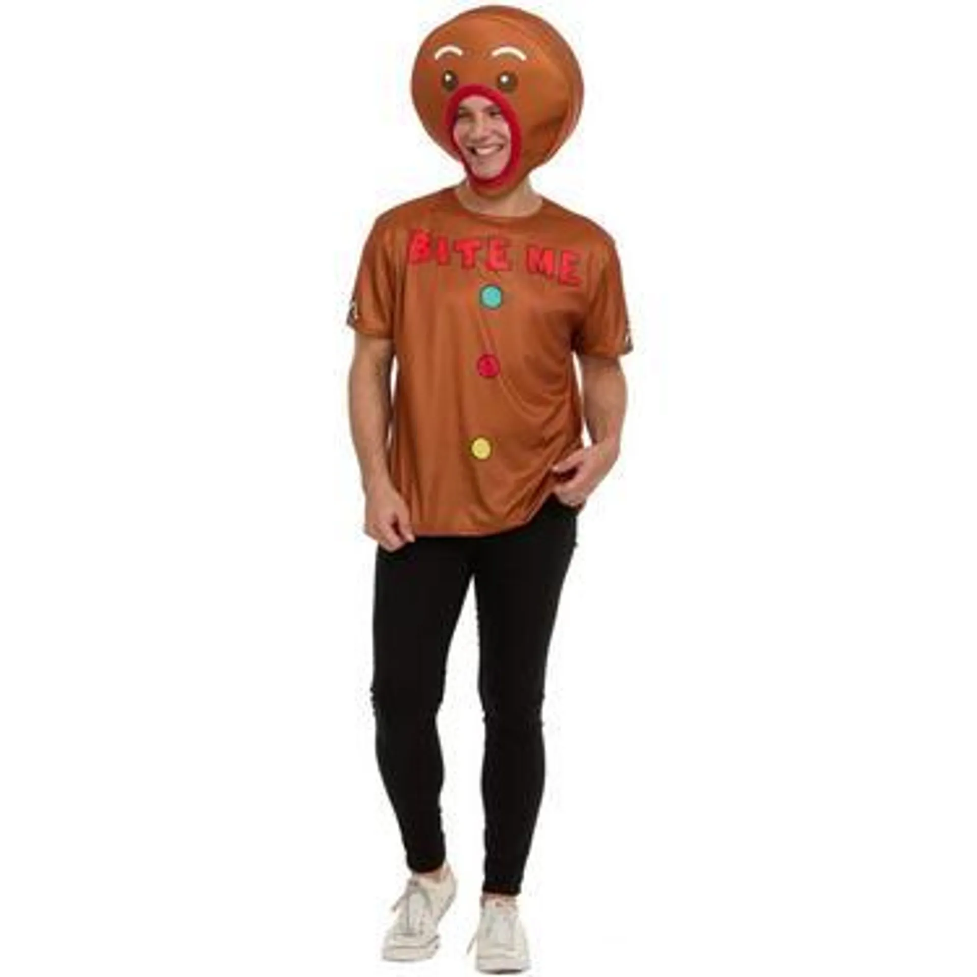 Adult Gingerbread Man T-shirt & Mask Costume Accessory Kit