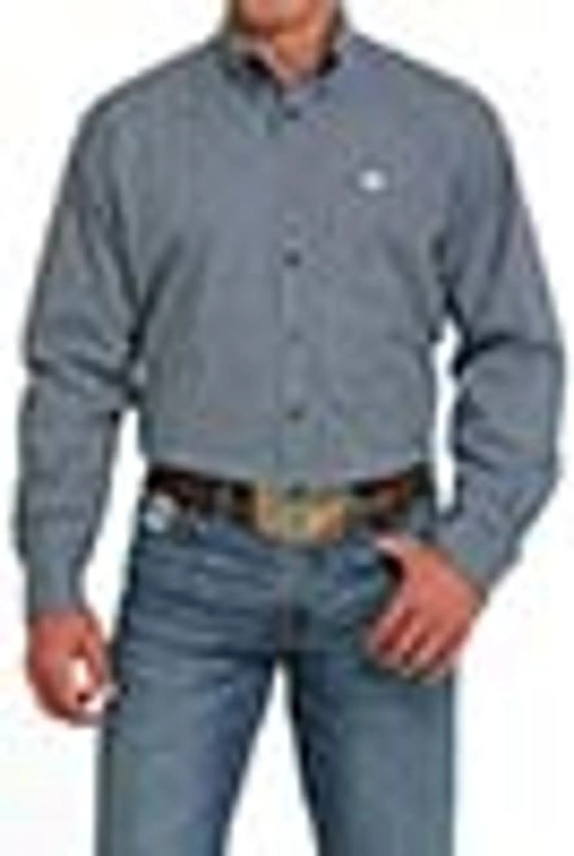 Cinch Men's Navy Blue Plaid Button Up Long Sleeve Shirt