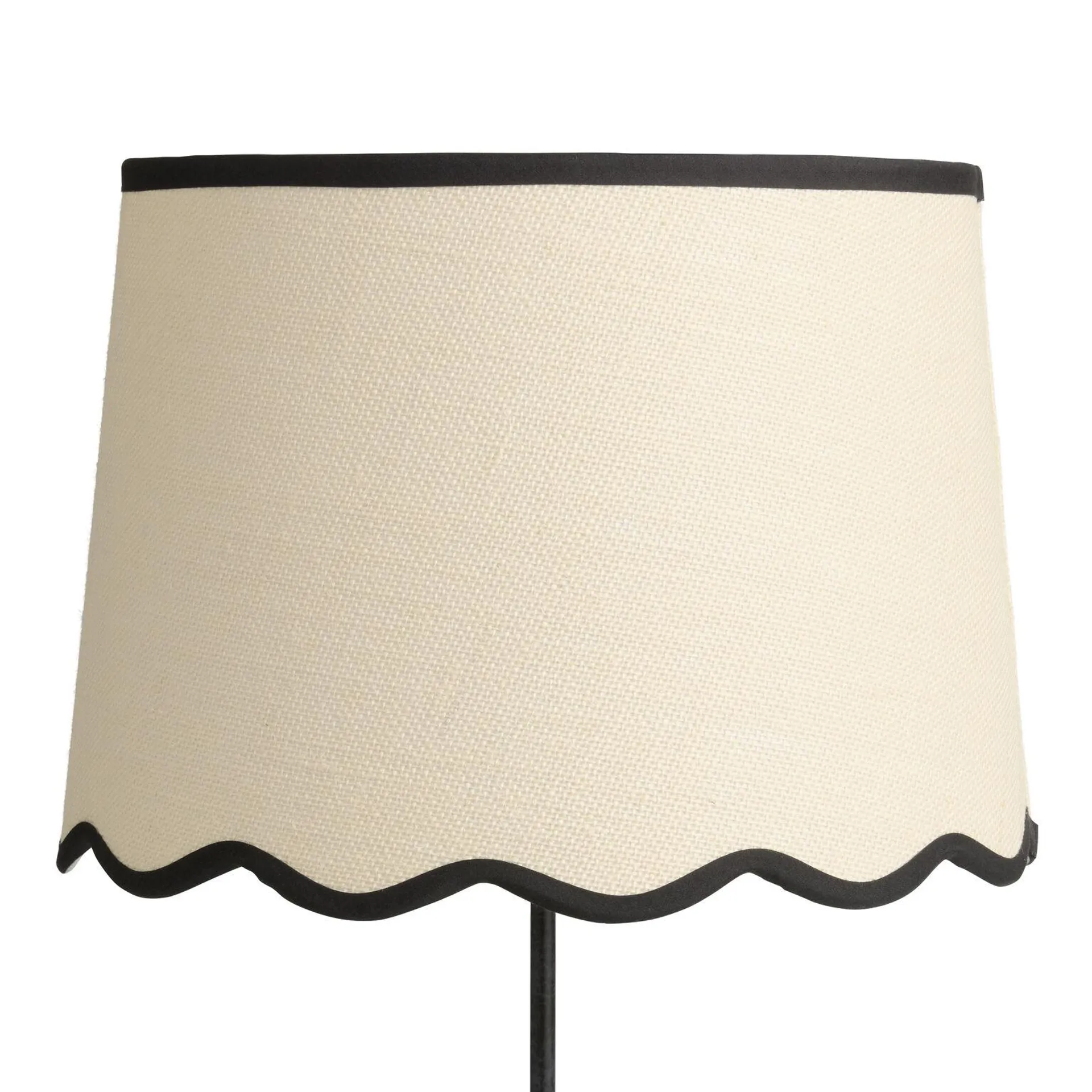 Textured Oatmeal and Black Trim Linen Wavy Table Lamp Shade