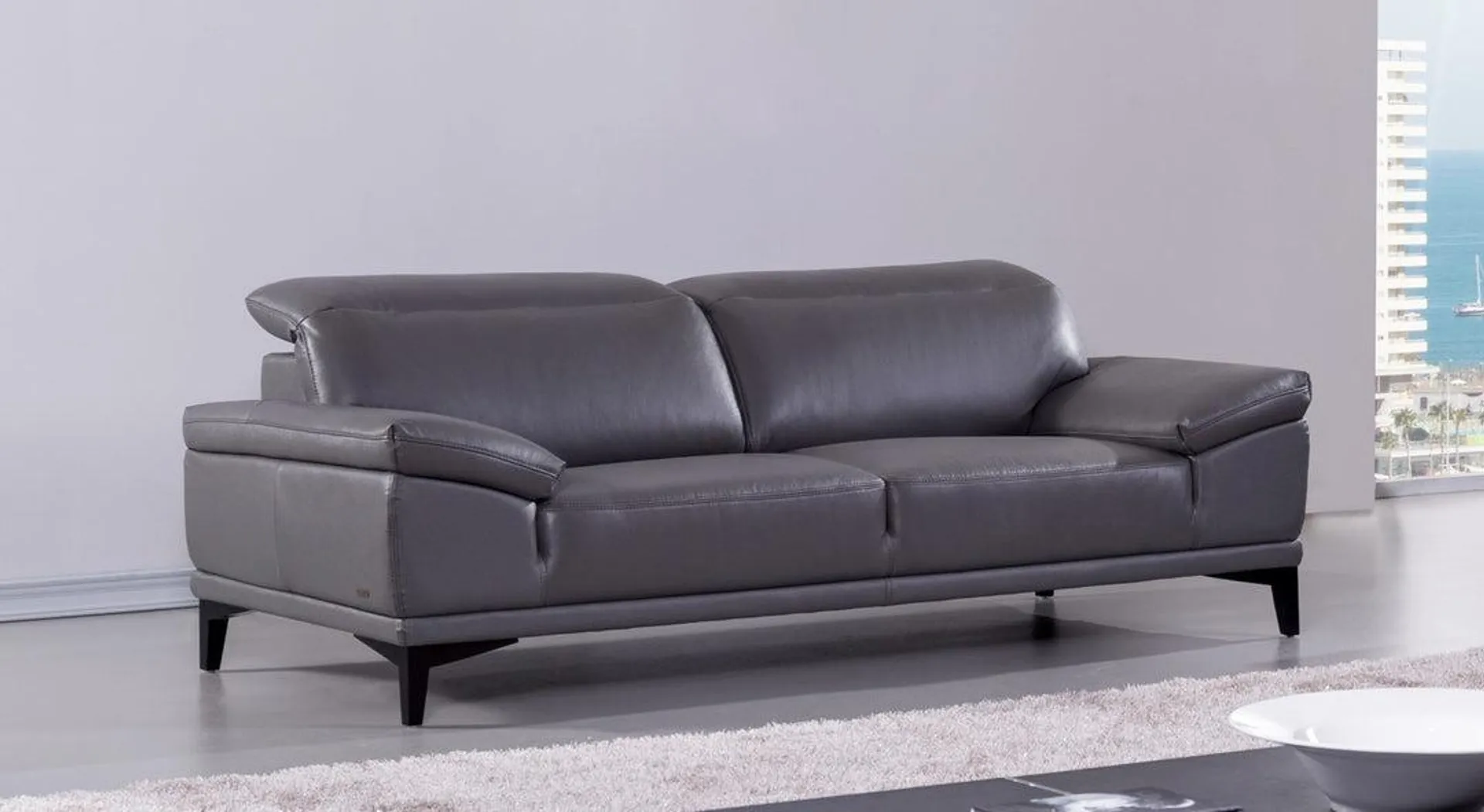 Gio Italia Daisy 2-Seater Modern Leather Sofa with Adjustable Headrests