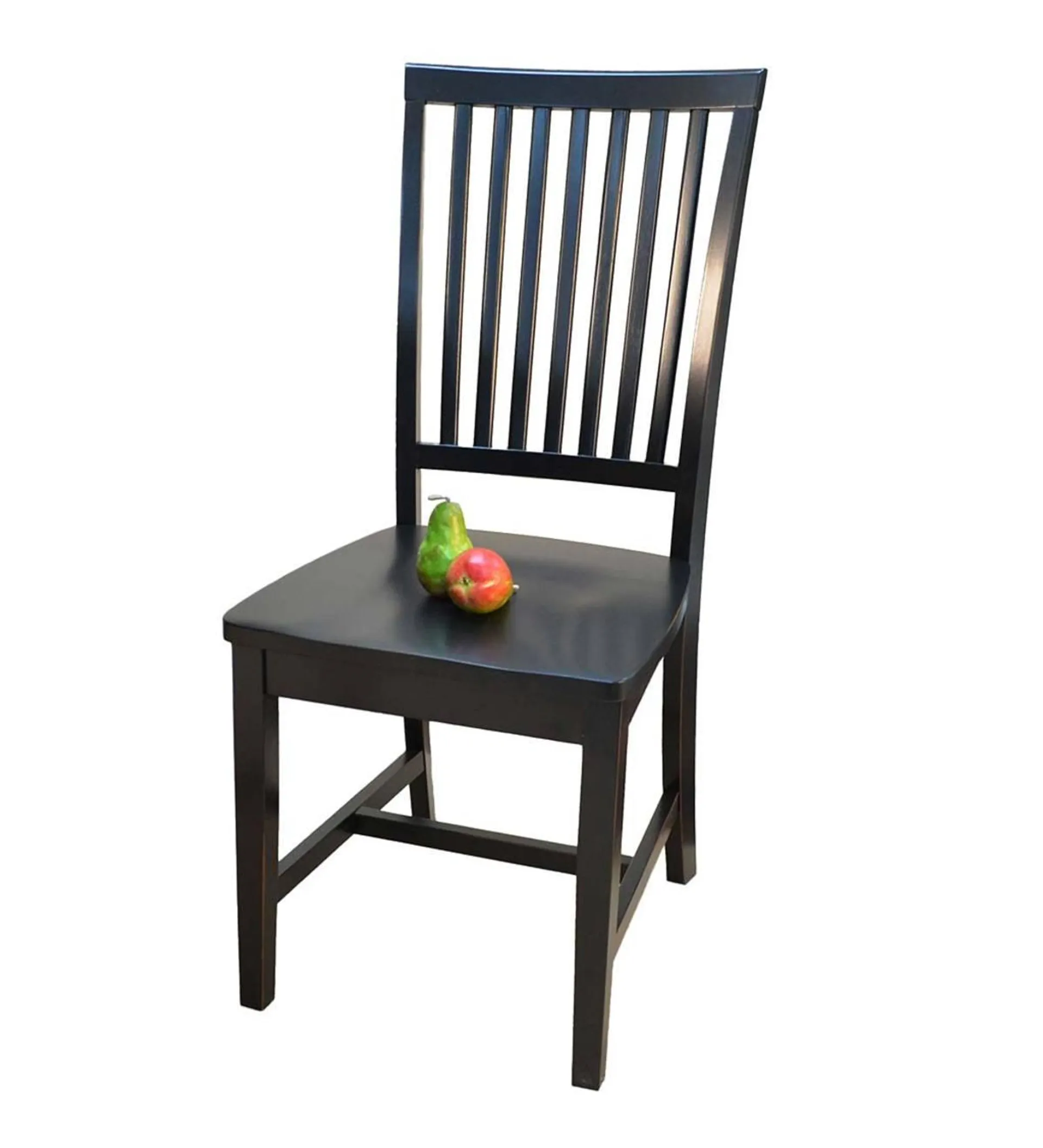 Schoolhouse Antiqued Hardwood Slat Back Chair - Antique Black