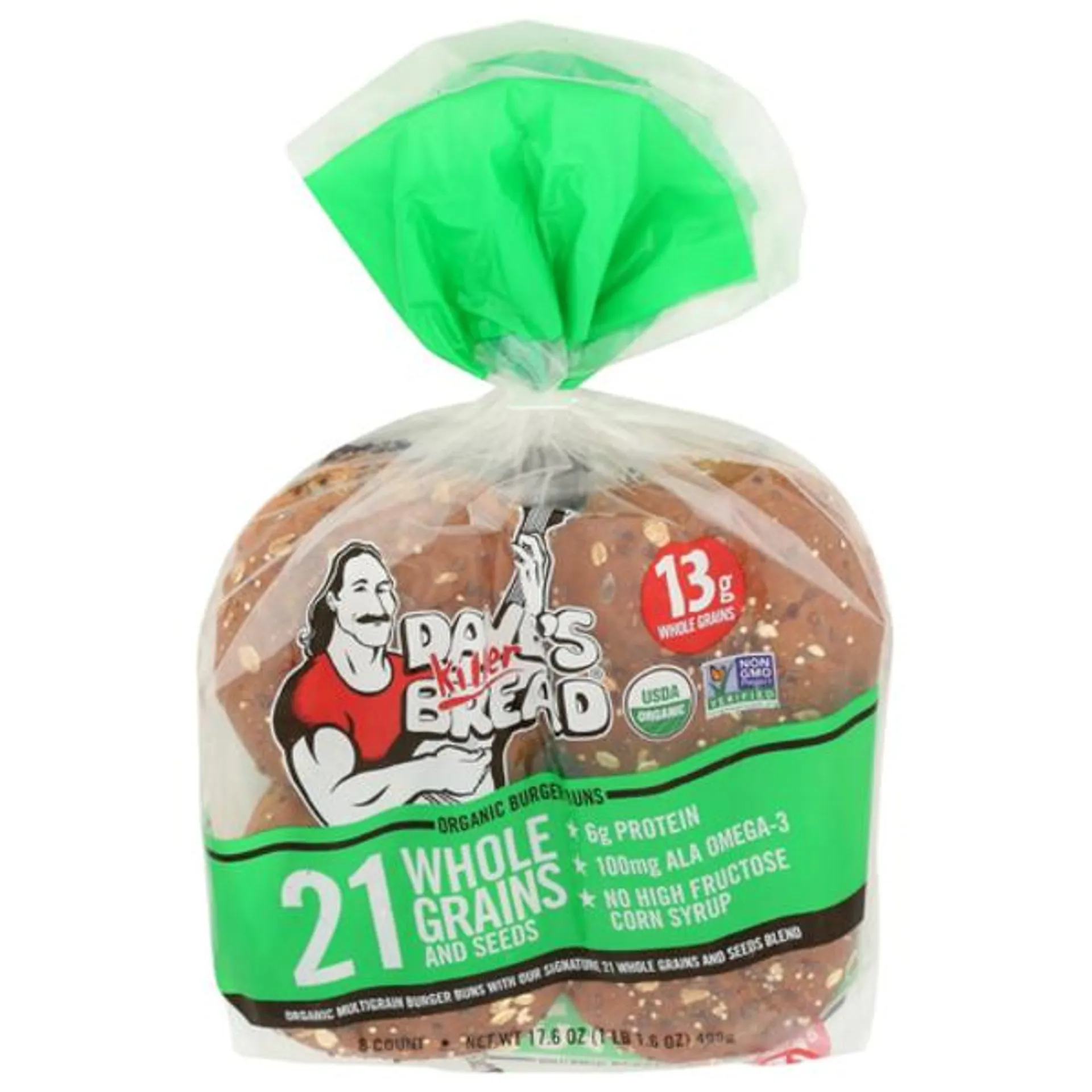 Dave's Killer Bread Organic 21 Whole Grains & Seeds Burger Buns 8 Pack